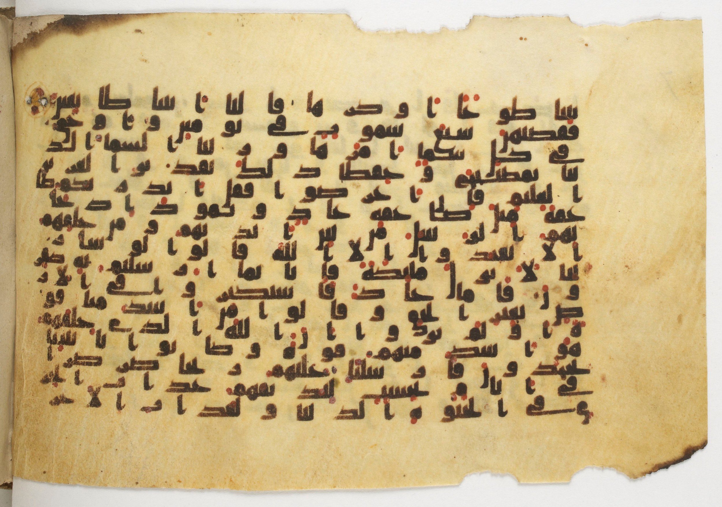 Bibliothèque nationale de France, Arabe 338 (a), in Kufic B.II script, showing Surah 41:13 from 8th to 9th Century AD found in Fustat (Old Cairo), Egypt, currently housed at Bibliothèque nationale de France, Paris