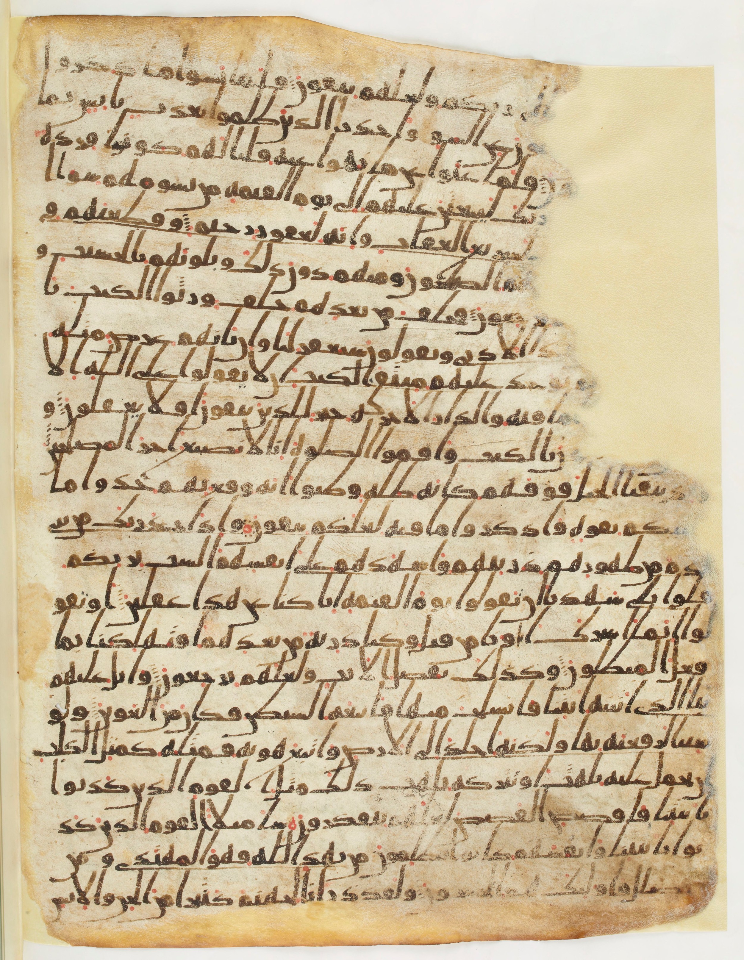 Paris, Bibliothèque nationale de France, Arabe 6140 (a) (Scan 2), in Ḥiǧāzī I script, showing Surah 7:175 from Mid 7th to Mid 8th Century AD found in Damascus, Syria, currently housed at Bibliothèque nationale de France, Paris