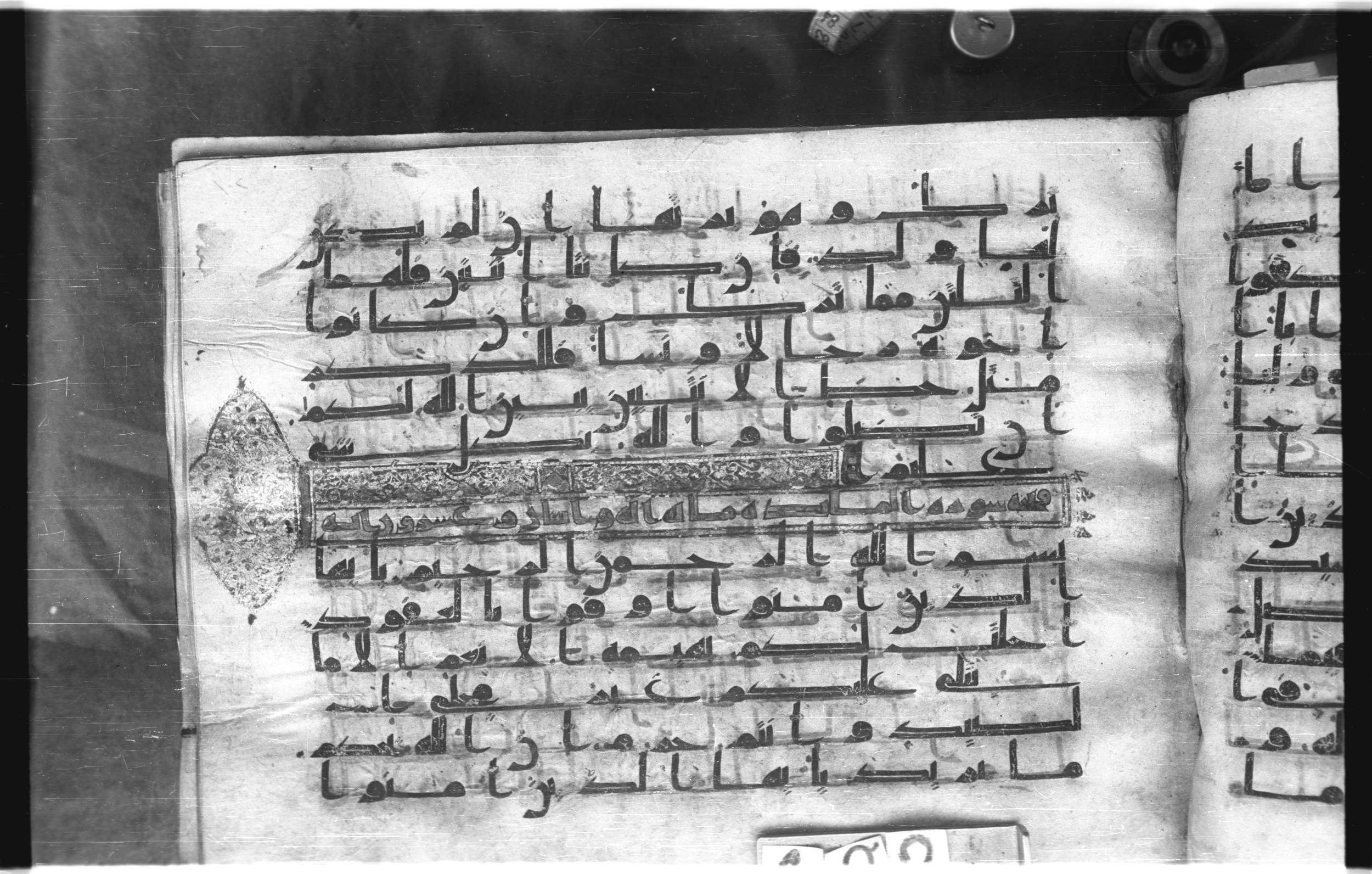 Istanbul, Topkapı Palace Museum, "Saray 50386" (Karatay 42) (Scan 1), in kūfī, type F.I script, showing Surah 5:2 from Mid-8th to Late 9th Century AD found in Unknown provenance, currently housed at Topkapı Palace Museum (Topkapı Sarayı Müzesi), Istanbul, Turkey