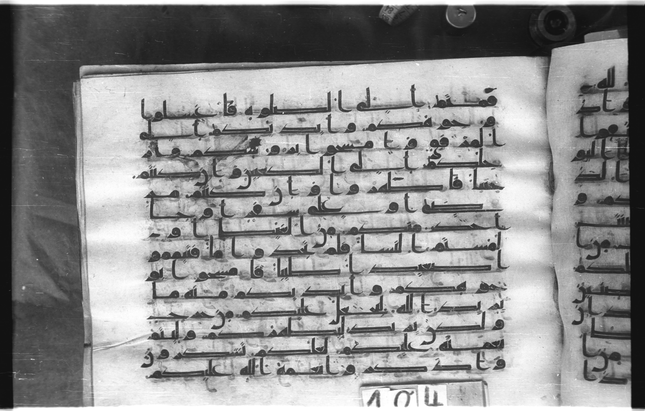 Istanbul, Topkapı Palace Museum, "Saray 50386" (Karatay 42) (Scan 1), in kūfī, type F.I script, showing Surah 5:7 from Mid-8th to Late 9th Century AD found in Unknown provenance, currently housed at Topkapı Palace Museum (Topkapı Sarayı Müzesi), Istanbul, Turkey