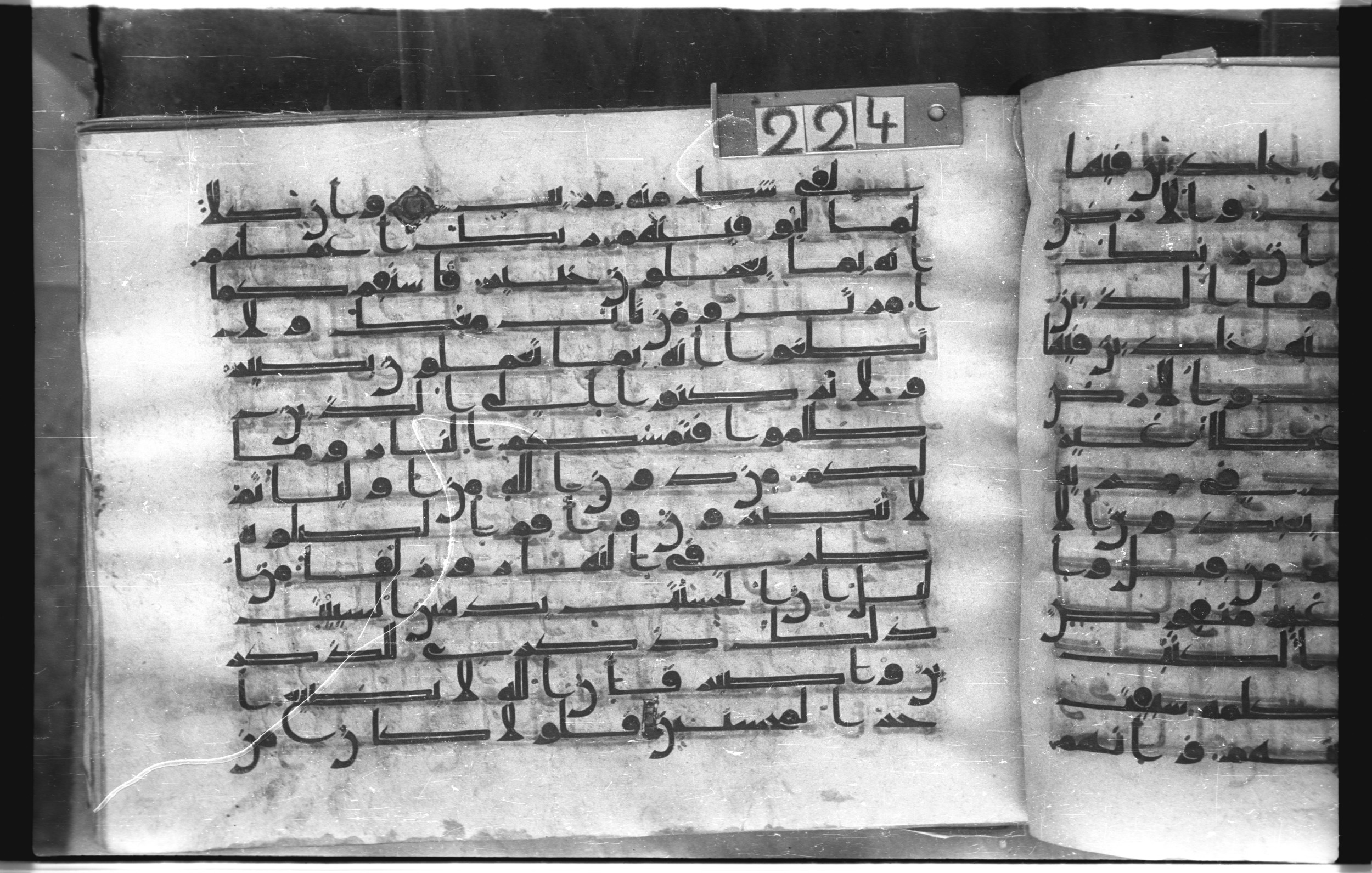 Istanbul, Topkapı Palace Museum, "Saray 50386" (Karatay 42), in kūfī, type F.I script, showing Surah 11:113 from Mid-8th to Late 9th Century AD found in Unknown provenance, currently housed at Topkapı Palace Museum (Topkapı Sarayı Müzesi), Istanbul, Turkey