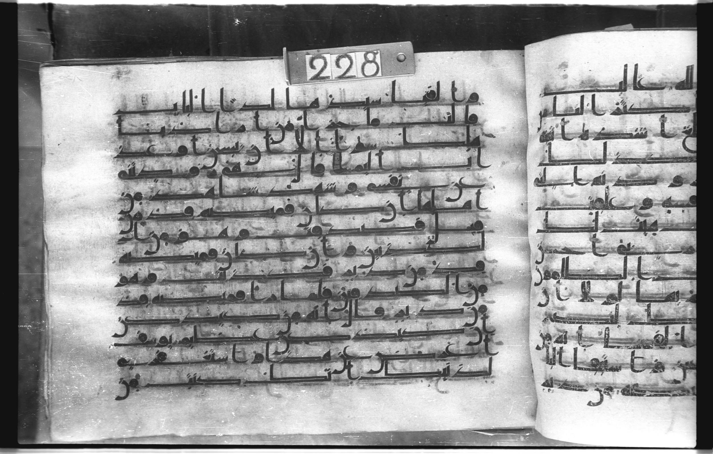 Istanbul, Topkapı Palace Museum, "Saray 50386" (Karatay 42) (Scan 1), in kūfī, type F.I script, showing Surah 12:29 from Mid-8th to Late 9th Century AD found in Unknown provenance, currently housed at Topkapı Palace Museum (Topkapı Sarayı Müzesi), Istanbul, Turkey