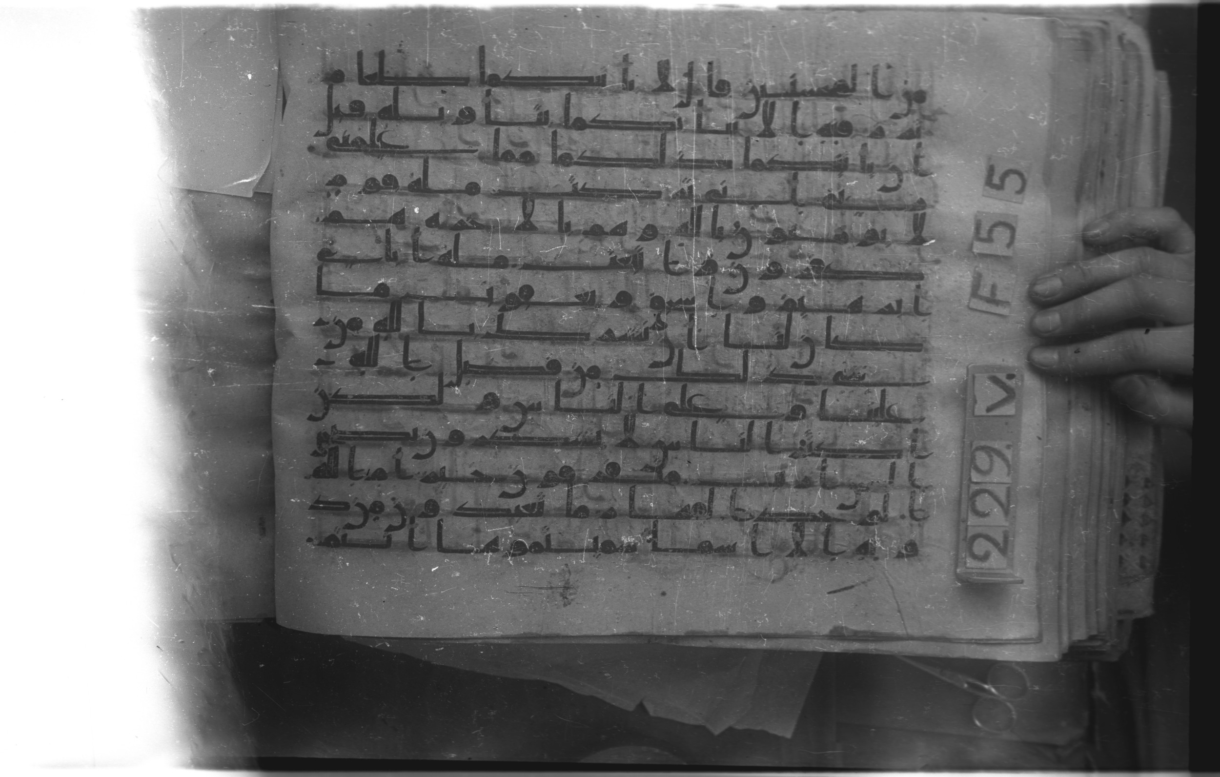 Istanbul, Topkapı Palace Museum, "Saray 50386" (Karatay 42) (Scan 1), in kūfī, type F.I script, showing Surah 12:39 from Mid-8th to Late 9th Century AD found in Unknown provenance, currently housed at Topkapı Palace Museum (Topkapı Sarayı Müzesi), Istanbul, Turkey