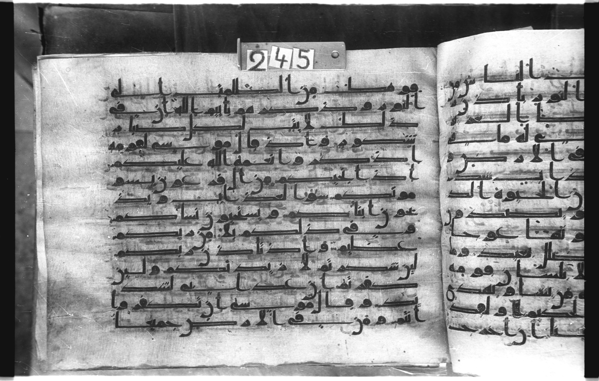 Istanbul, Topkapı Palace Museum, "Saray 50386" (Karatay 42), in kūfī, type F.I script, showing Surah 14:7 from Mid-8th to Late 9th Century AD found in Unknown provenance, currently housed at Topkapı Palace Museum (Topkapı Sarayı Müzesi), Istanbul, Turkey