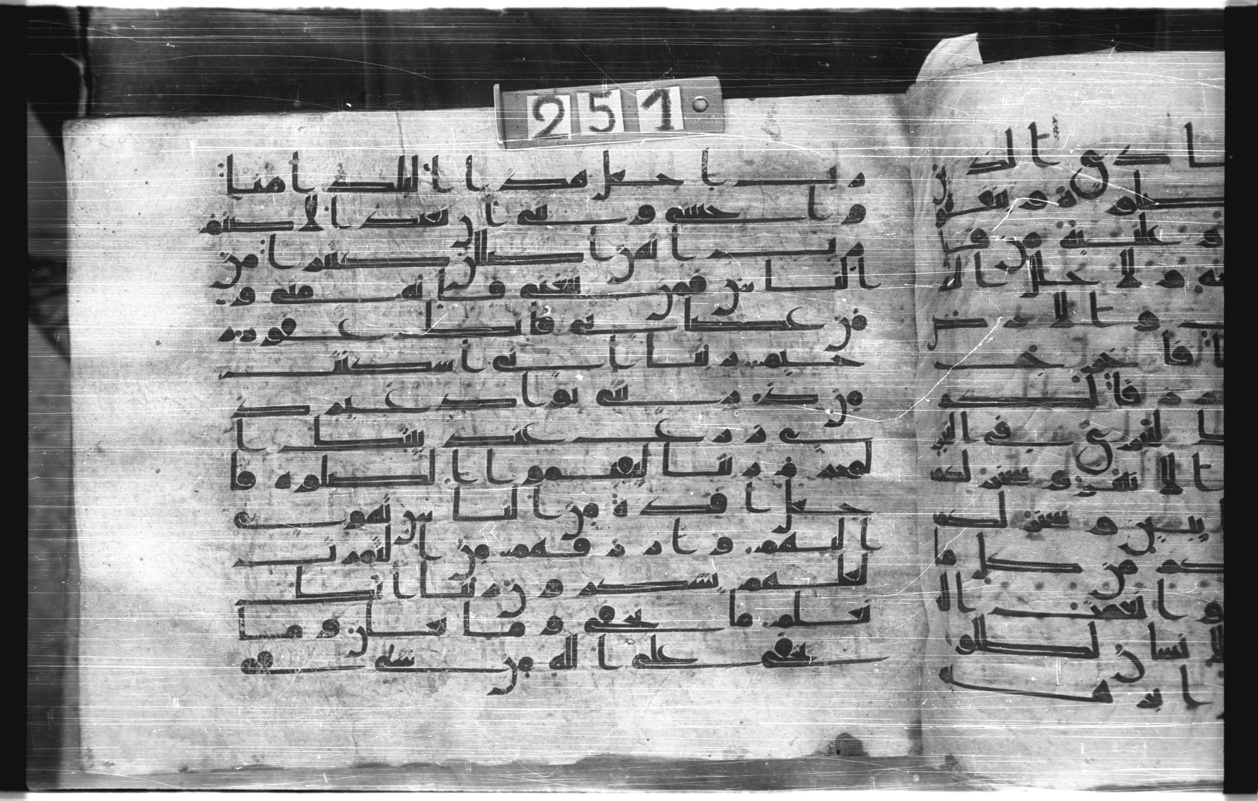 Istanbul, Topkapı Palace Museum, "Saray 50386" (Karatay 42) (Scan 2), in kūfī, type F.I script, showing Surah 14:35 from Mid-8th to Late 9th Century AD found in Unknown provenance, currently housed at Topkapı Palace Museum (Topkapı Sarayı Müzesi), Istanbul, Turkey