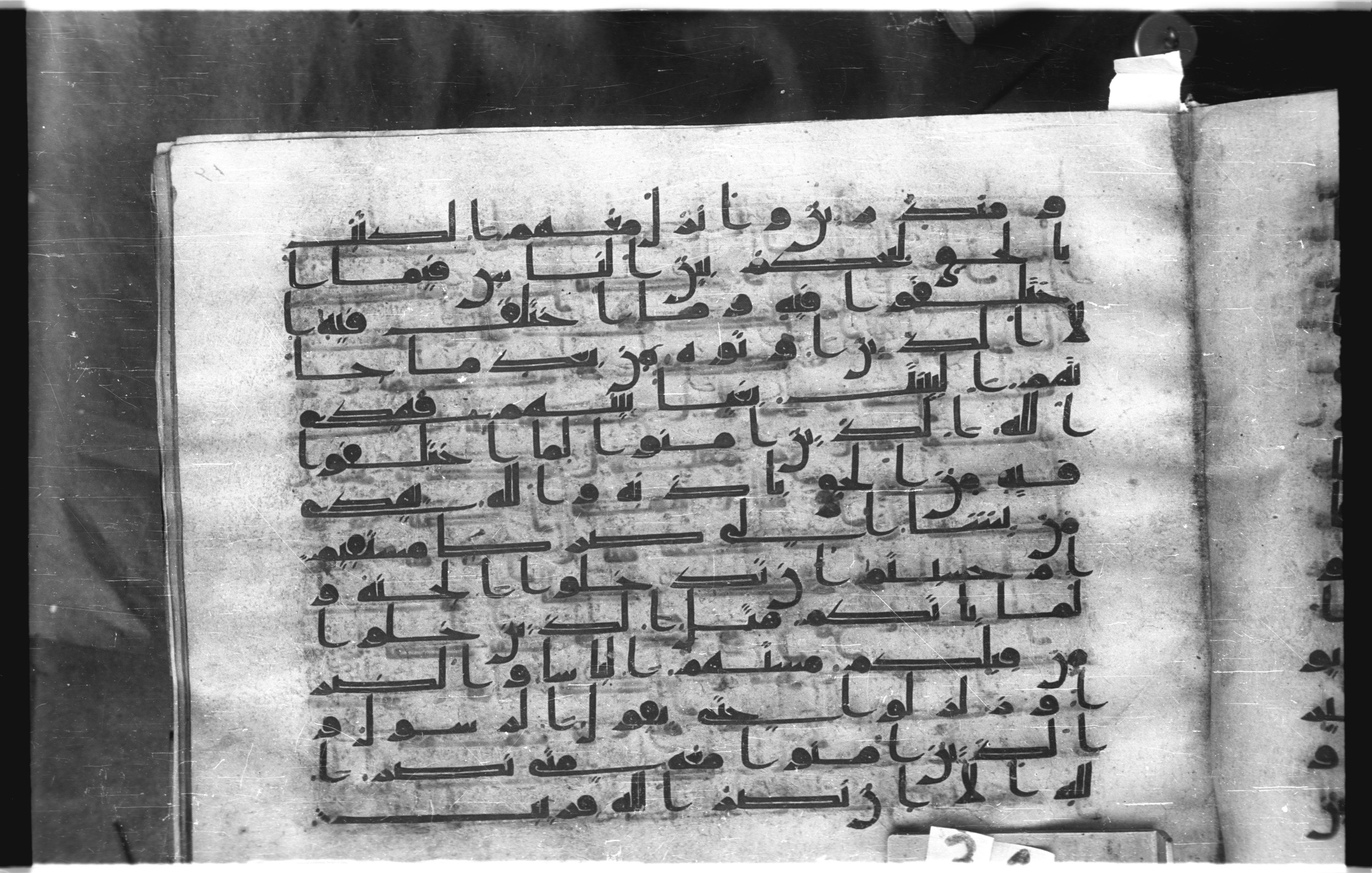 Istanbul, Topkapı Palace Museum, "Saray 50386" (Karatay 42) (Scan 2), in kūfī, type F.I script, showing Surah 2:213 from Mid-8th to Late 9th Century AD found in Unknown provenance, currently housed at Topkapı Palace Museum (Topkapı Sarayı Müzesi), Istanbul, Turkey