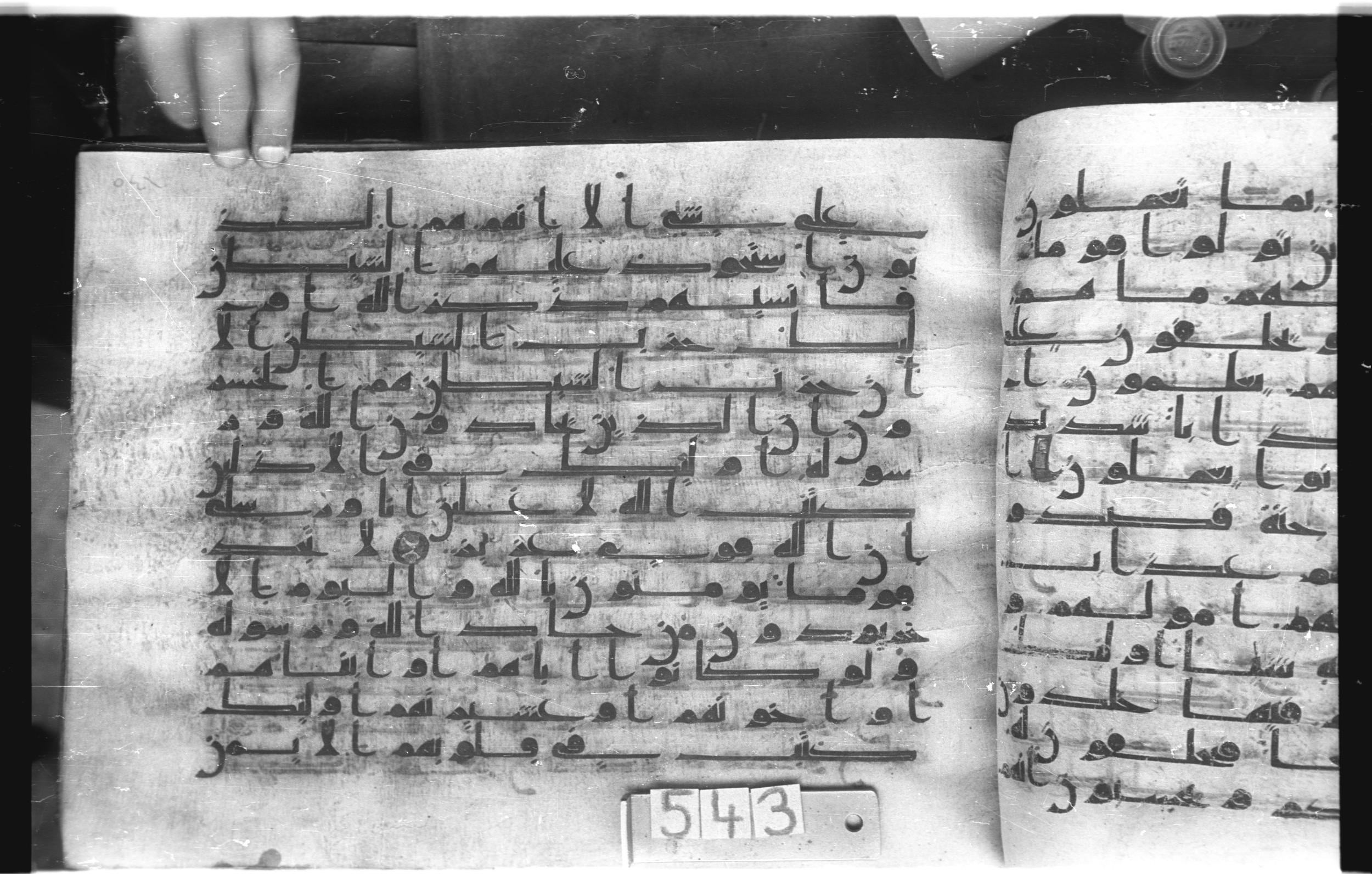 Istanbul, Topkapı Palace Museum, "Saray 50386" (Karatay 42) (Scan 1), in kūfī, type F.I script, showing Surah 58:22 from Mid-8th to Late 9th Century AD found in Unknown provenance, currently housed at Topkapı Palace Museum (Topkapı Sarayı Müzesi), Istanbul, Turkey