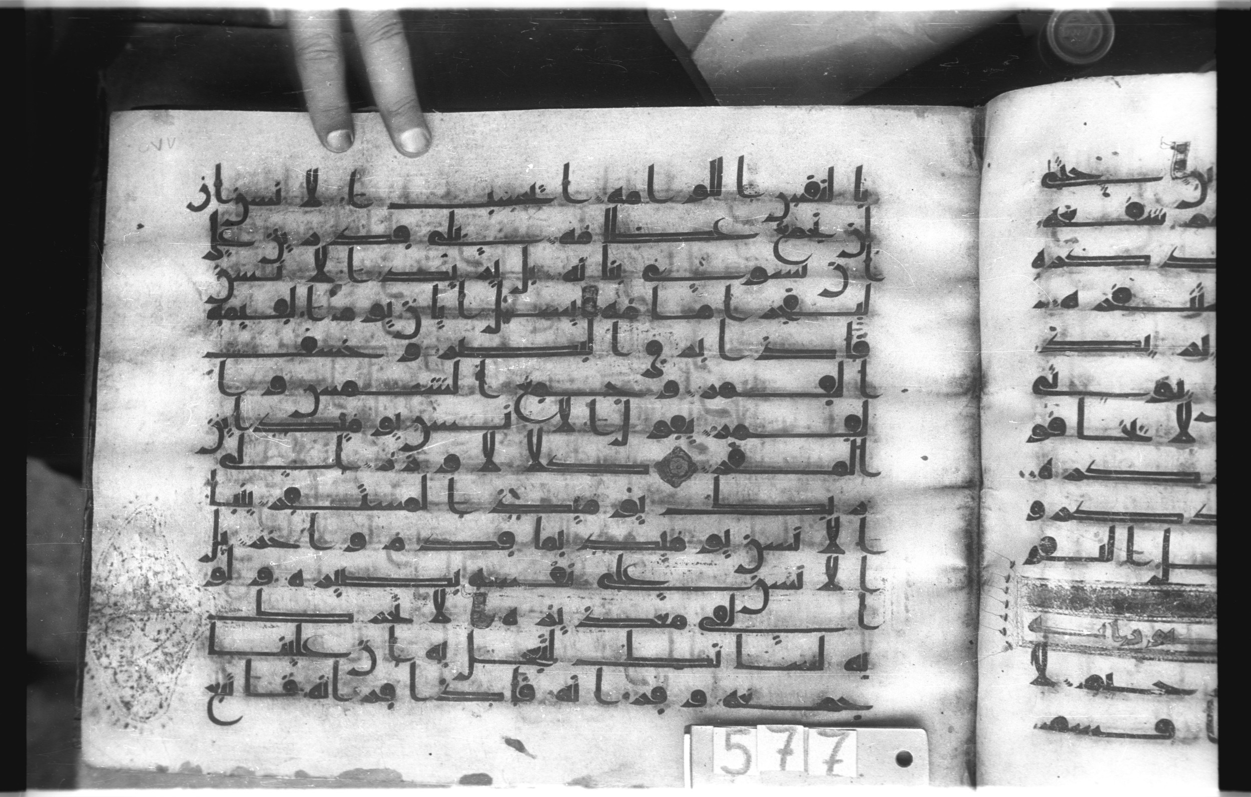 Istanbul, Topkapı Palace Museum, "Saray 50386" (Karatay 42), in kūfī, type F.I script, showing Surah 75:3 from Mid-8th to Late 9th Century AD found in Unknown provenance, currently housed at Topkapı Palace Museum (Topkapı Sarayı Müzesi), Istanbul, Turkey