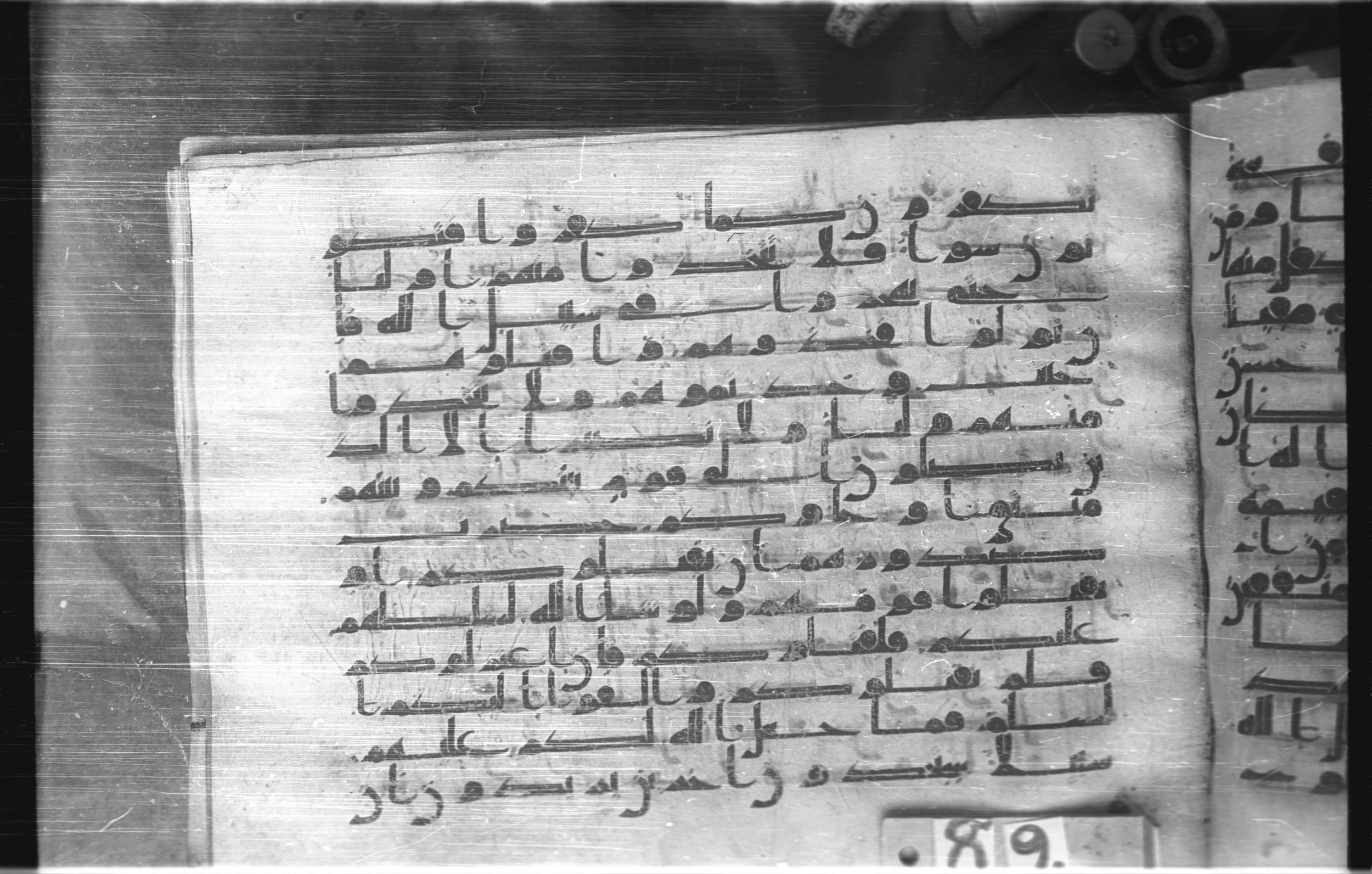 Istanbul, Topkapı Palace Museum, "Saray 50386" (Karatay 42) (Scan 2), in kūfī, type F.I script, showing Surah 4:89 from Mid-8th to Late 9th Century AD found in Unknown provenance, currently housed at Topkapı Palace Museum (Topkapı Sarayı Müzesi), Istanbul, Turkey
