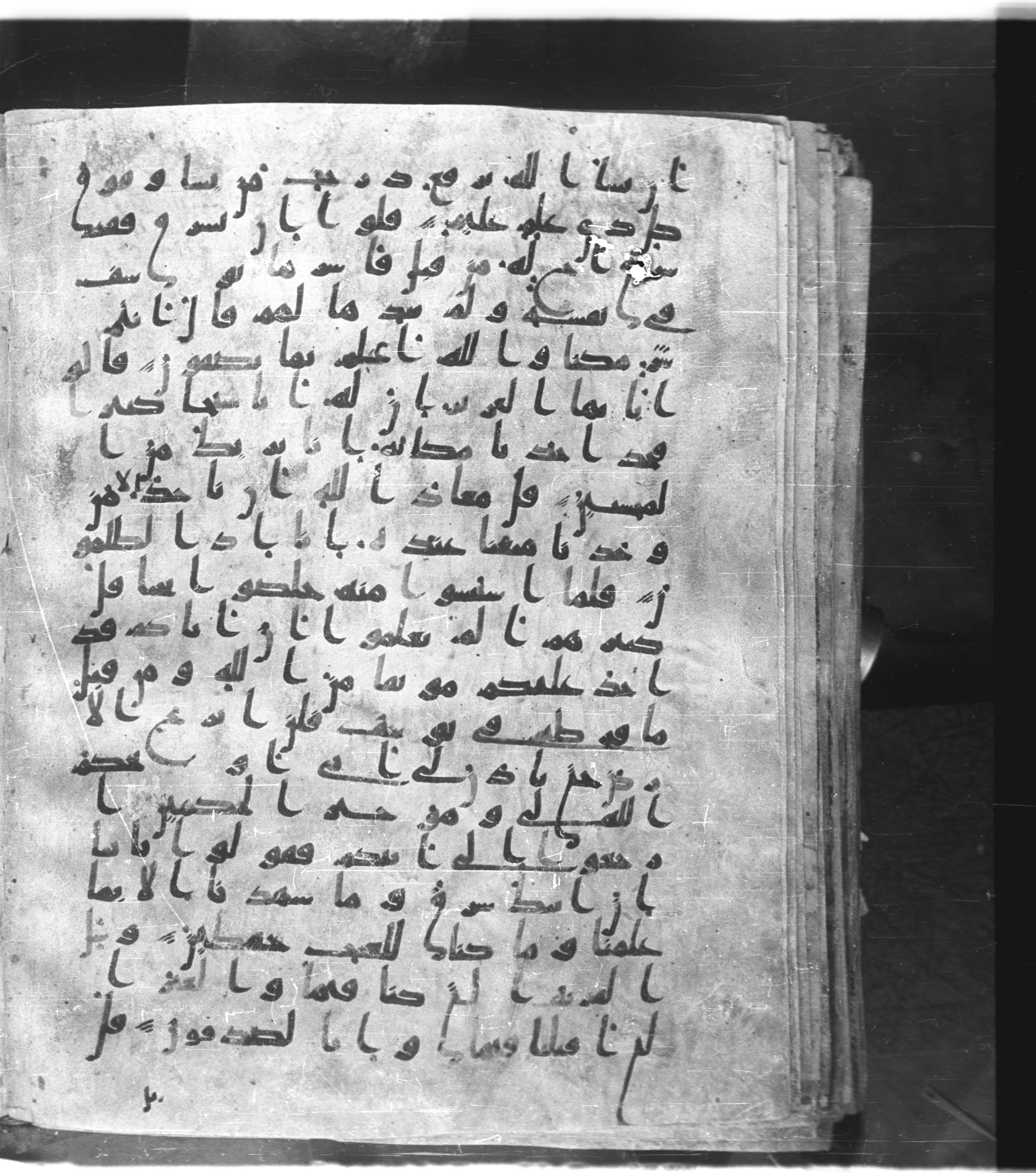 Saray Medina 1a (Karatay 3) (Scan 1), in Kūfī script, showing Surah 12:83 from 8th Century AD found in Medina, currently housed at Topkapı Palace Museum, Istanbul