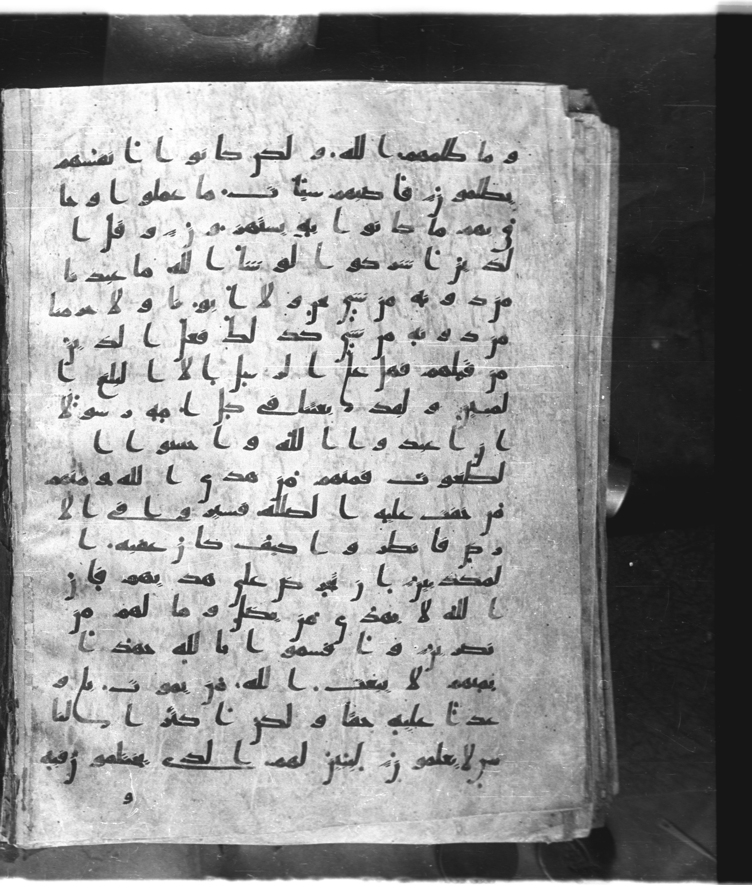Saray Medina 1a (Karatay 3) (Scan 2), in Kūfī script, showing Surah 16:33 from 8th Century AD found in Medina, currently housed at Topkapı Palace Museum, Istanbul