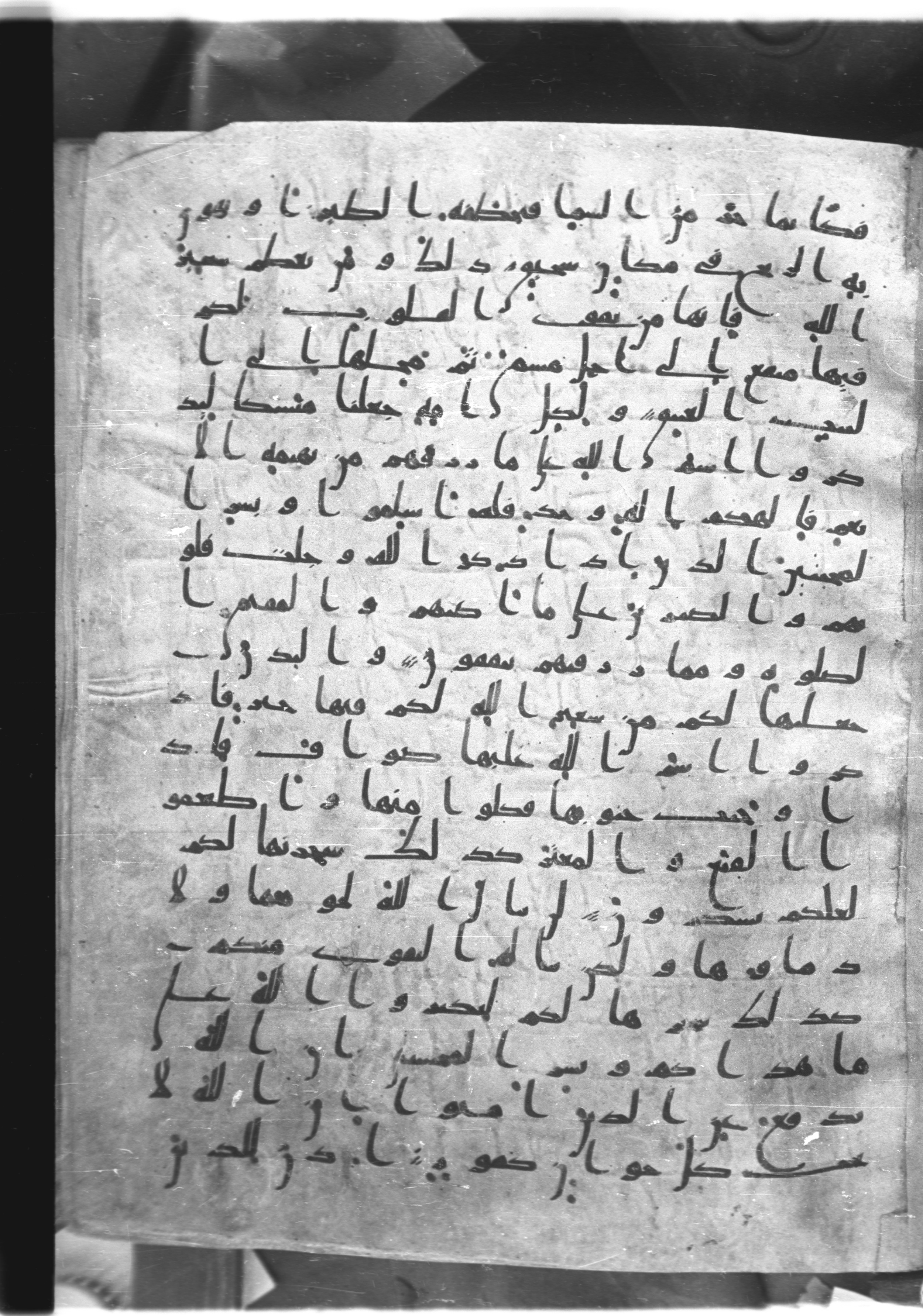 Saray Medina 1a (Karatay 3) (Scan 1), in Kūfī script, showing Surah 22:39 from 8th Century AD found in Medina, currently housed at Topkapı Palace Museum, Istanbul