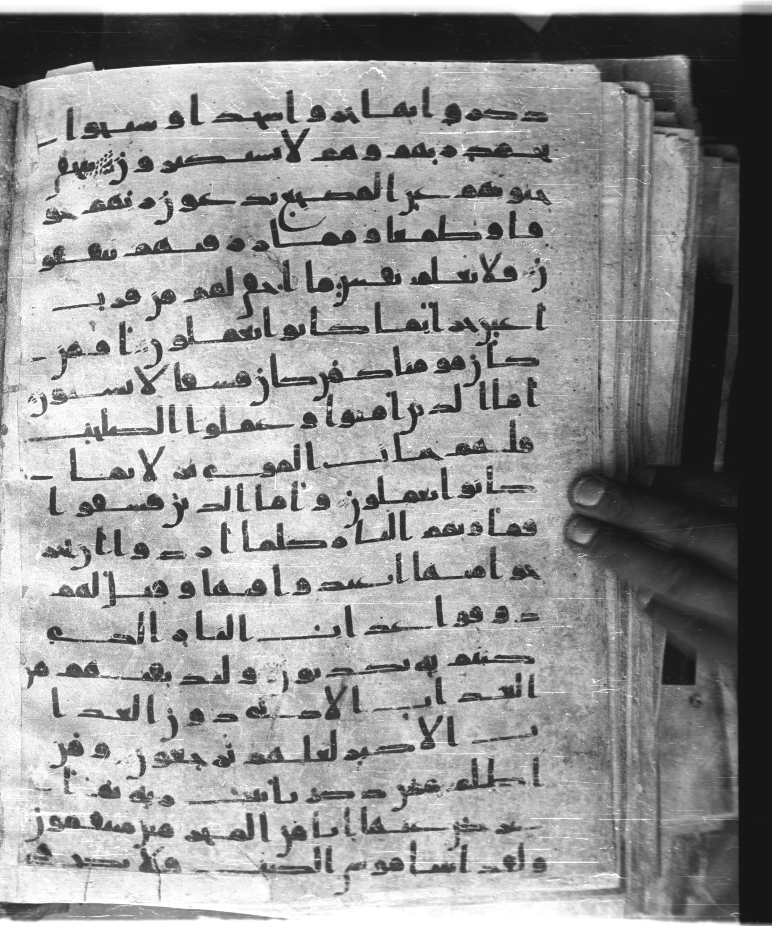 Saray Medina 1a (Karatay 3), in Kūfī script, showing Surah 32:18 from 8th Century AD found in Medina, currently housed at Topkapı Palace Museum, Istanbul
