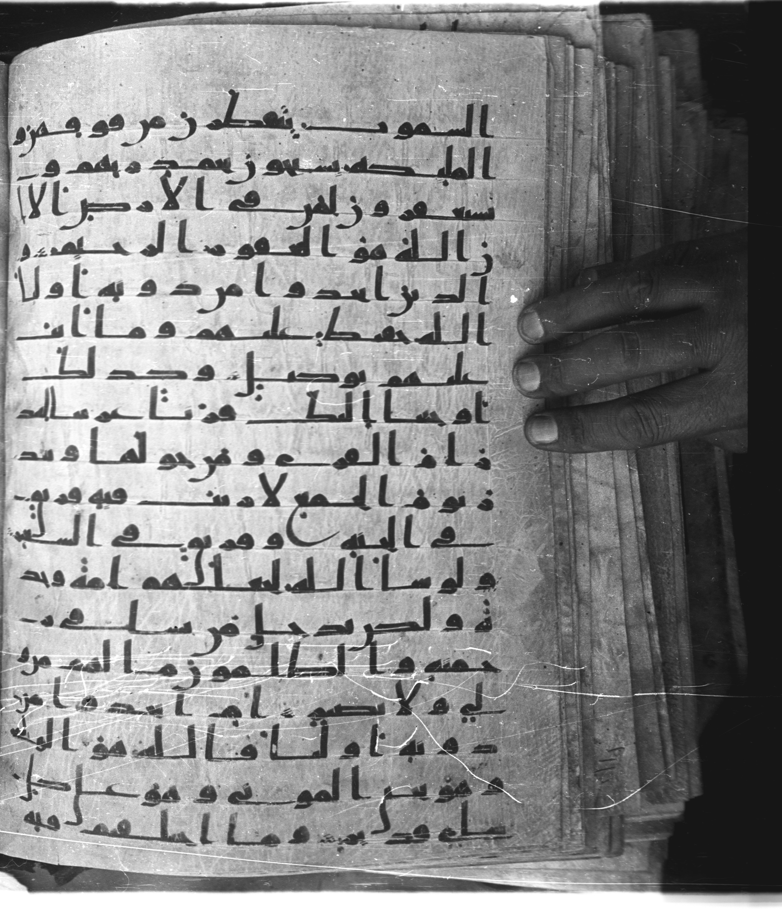 Saray Medina 1a (Karatay 3), in Kūfī script, showing Surah 42:8 from 8th Century AD found in Medina, currently housed at Topkapı Palace Museum, Istanbul
