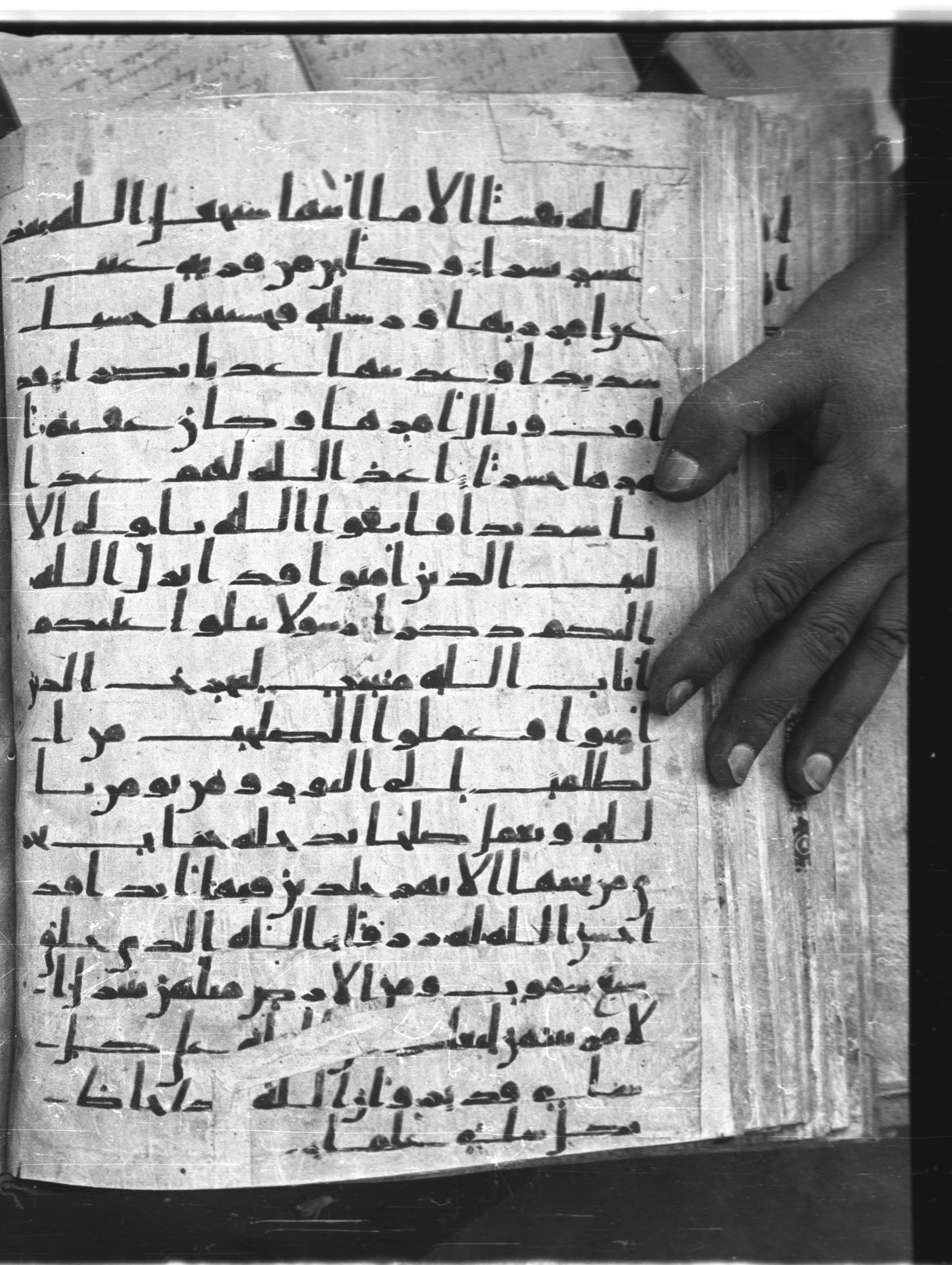 Saray Medina 1a (Karatay 3) (Scan 2), in Kūfī script, showing Surah 65:7 from 8th Century AD found in Medina, currently housed at Topkapı Palace Museum, Istanbul