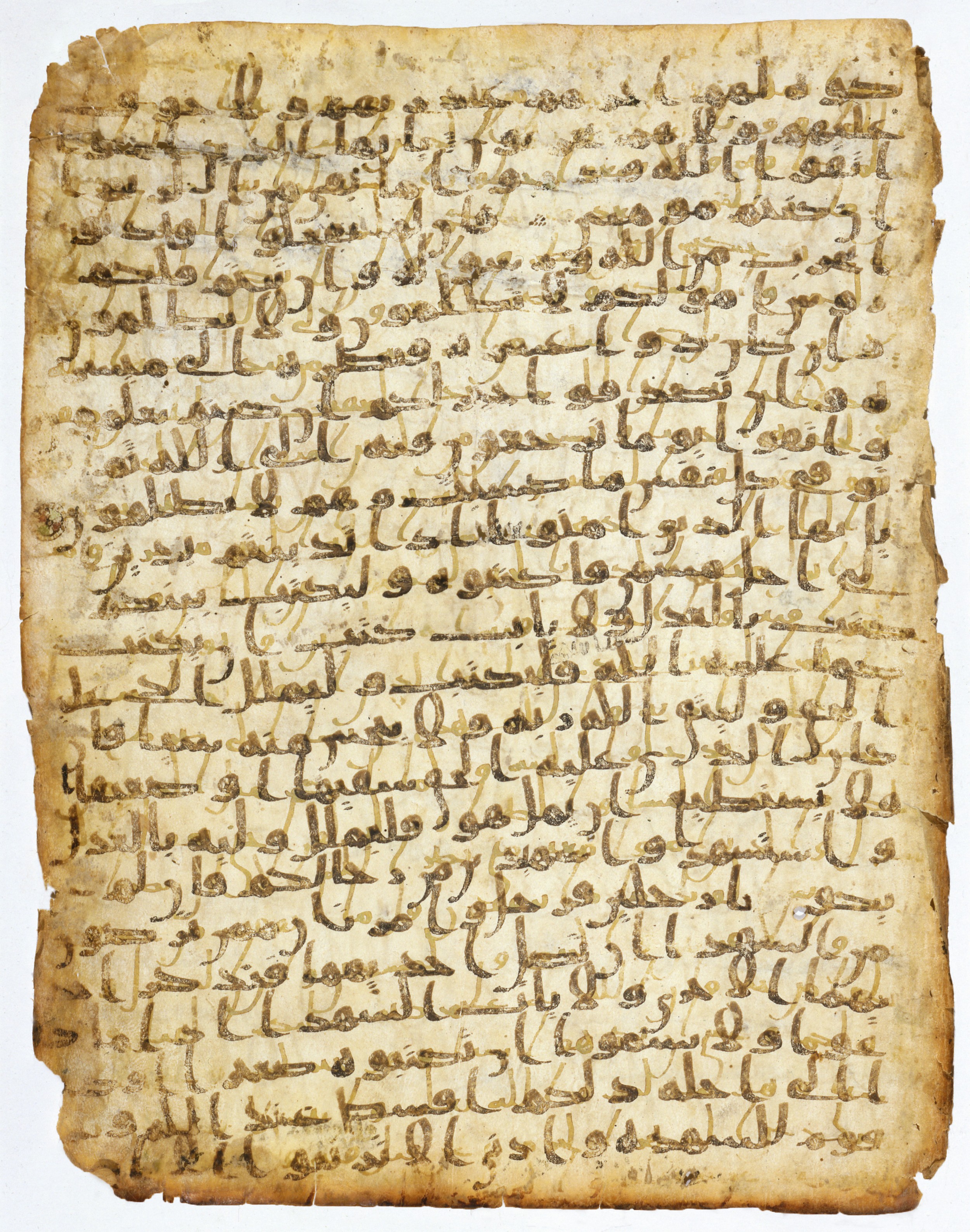Sanaa Palimpsest (DAM 01-27.1), in Ḥiǧāzī IV script, showing Surah 2:281 from Mid to Late 7th Century AD found in Great Mosque of Sanaa, Yemen, currently housed at Dār al-Maḫṭūṭāt (House of Manuscripts), Sanaa, Yemen