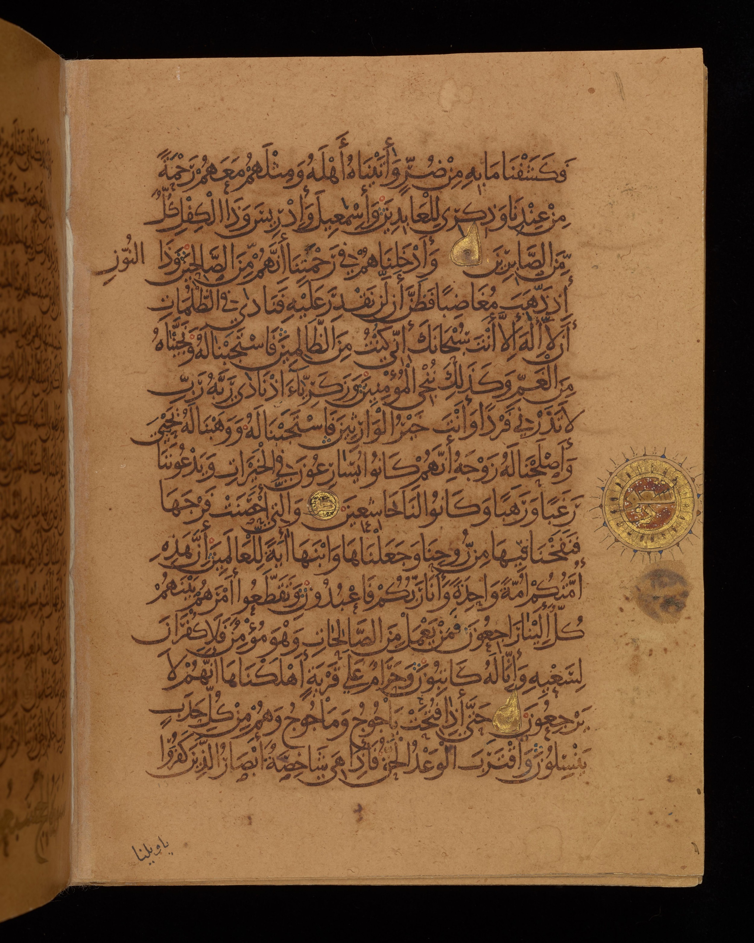 Dublin, Chester Beatty Library, Is 1431, in Nasḫī script, showing Surah 21:87 from Early 11th Century AD found in Baghdad, currently housed at Chester Beatty Library, Dublin, Ireland
