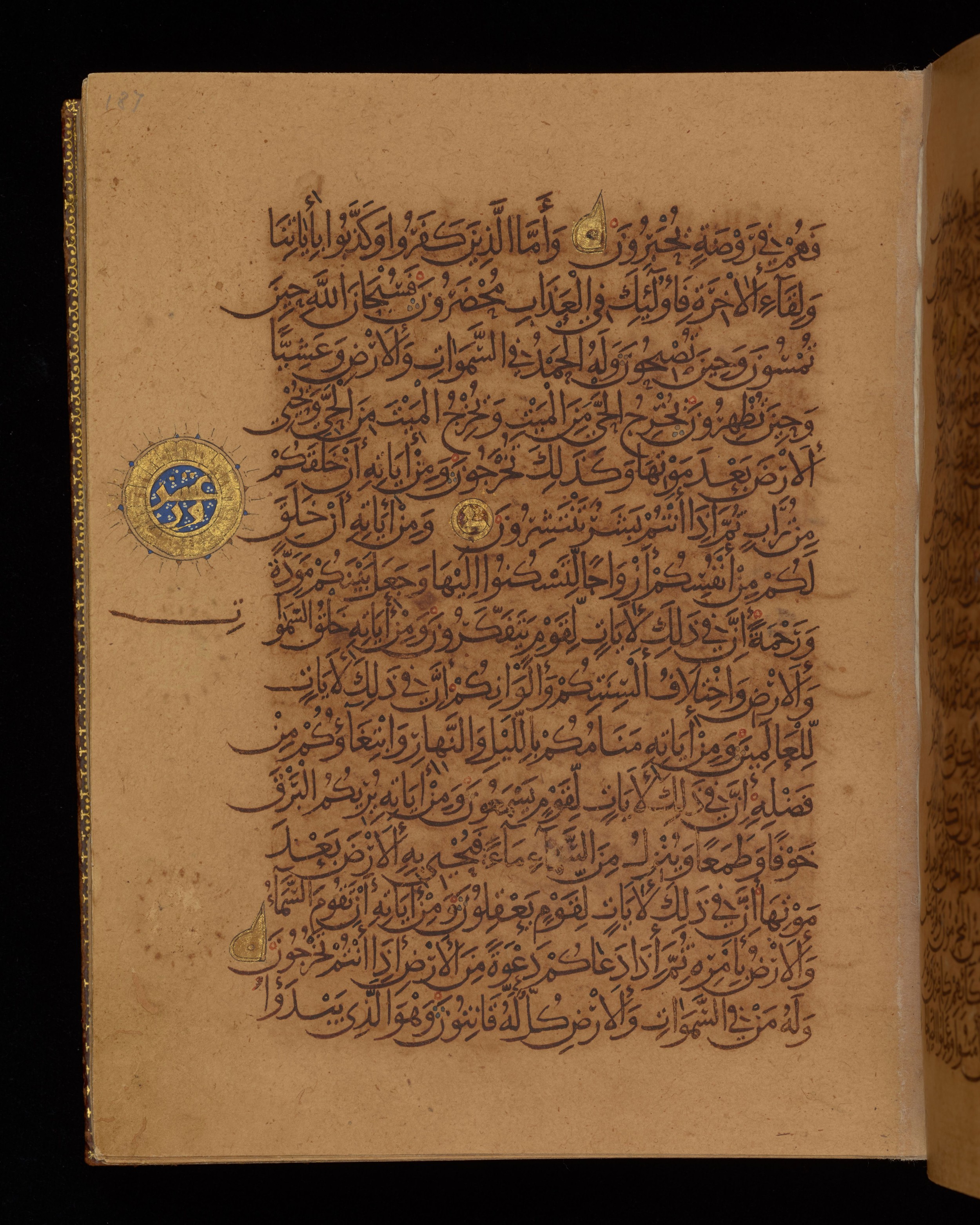 Dublin, Chester Beatty Library, Is 1431, in Nasḫī script, showing Surah 30:22 from Early 11th Century AD found in Baghdad, currently housed at Chester Beatty Library, Dublin, Ireland
