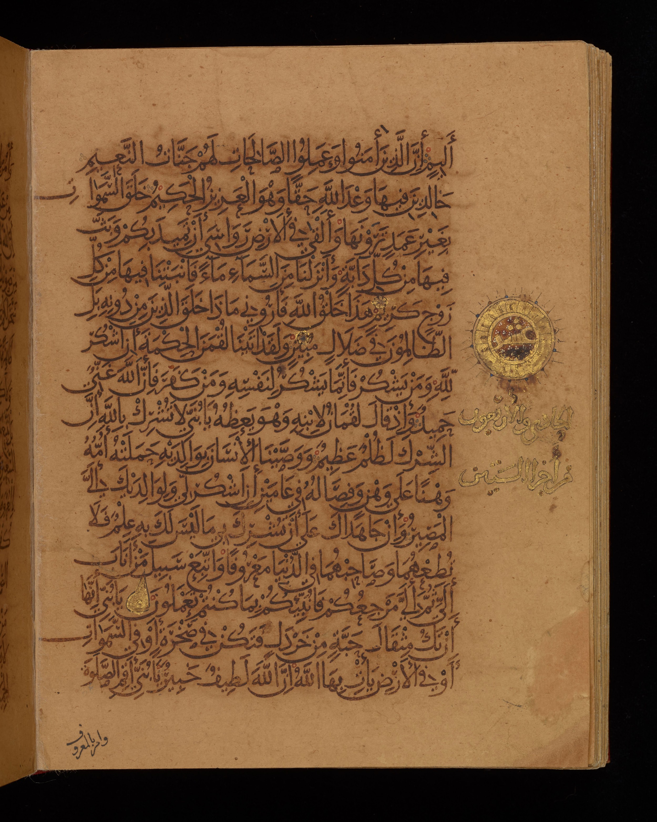 Dublin, Chester Beatty Library, Is 1431, in Nasḫī script, showing Surah 31:13 from Early 11th Century AD found in Baghdad, currently housed at Chester Beatty Library, Dublin, Ireland