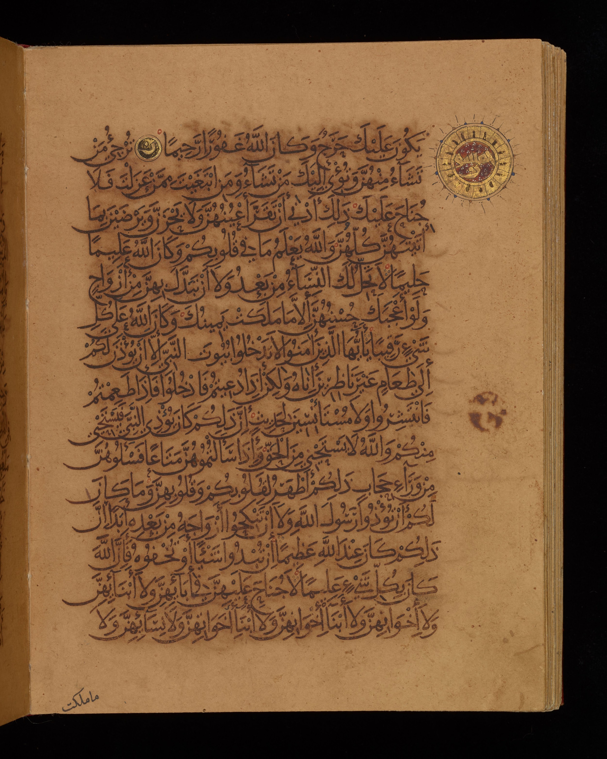 Dublin, Chester Beatty Library, Is 1431, in Nasḫī script, showing Surah 33:52 from Early 11th Century AD found in Baghdad, currently housed at Chester Beatty Library, Dublin, Ireland