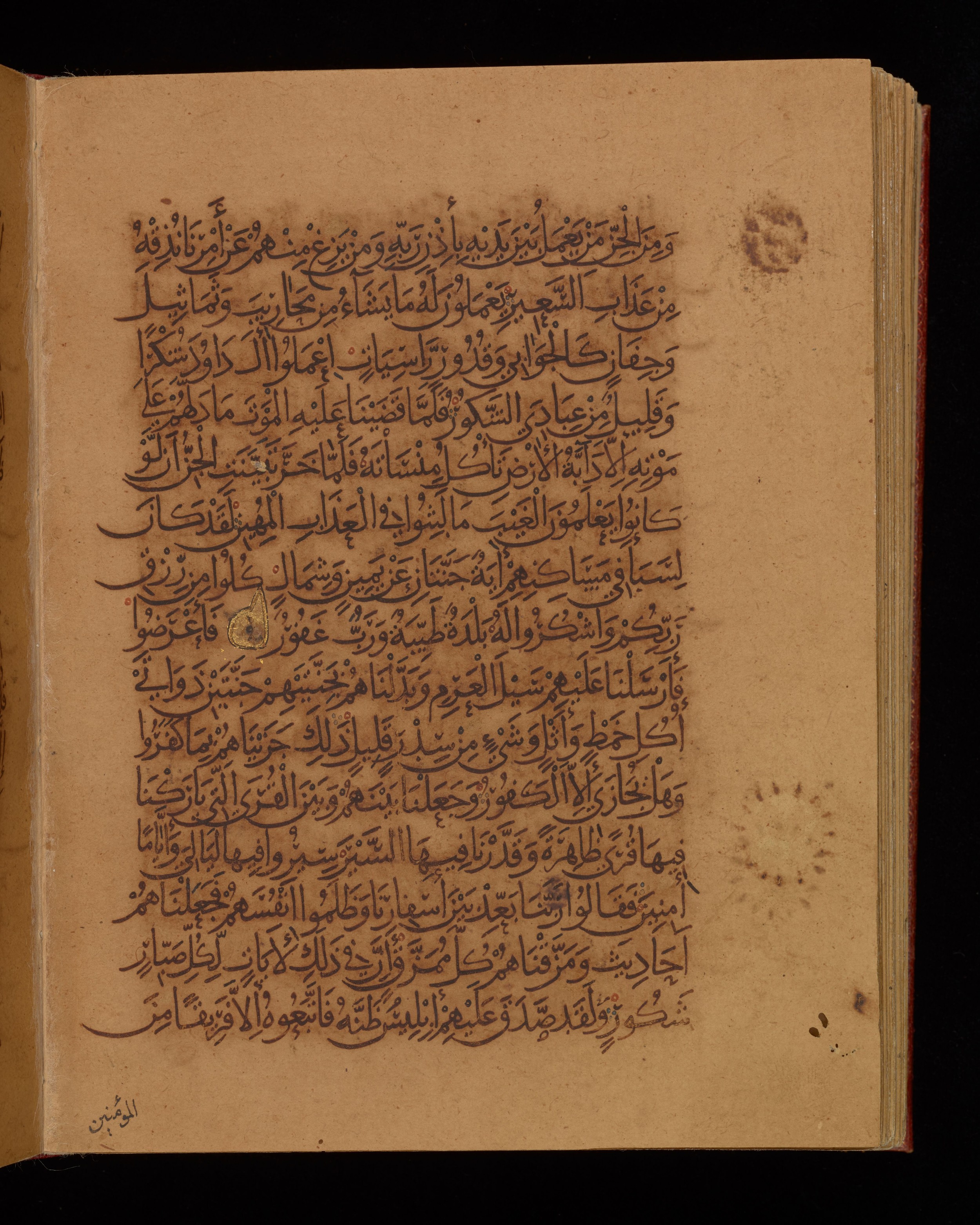 Dublin, Chester Beatty Library, Is 1431, in Nasḫī script, showing Surah 34:16 from Early 11th Century AD found in Baghdad, currently housed at Chester Beatty Library, Dublin, Ireland