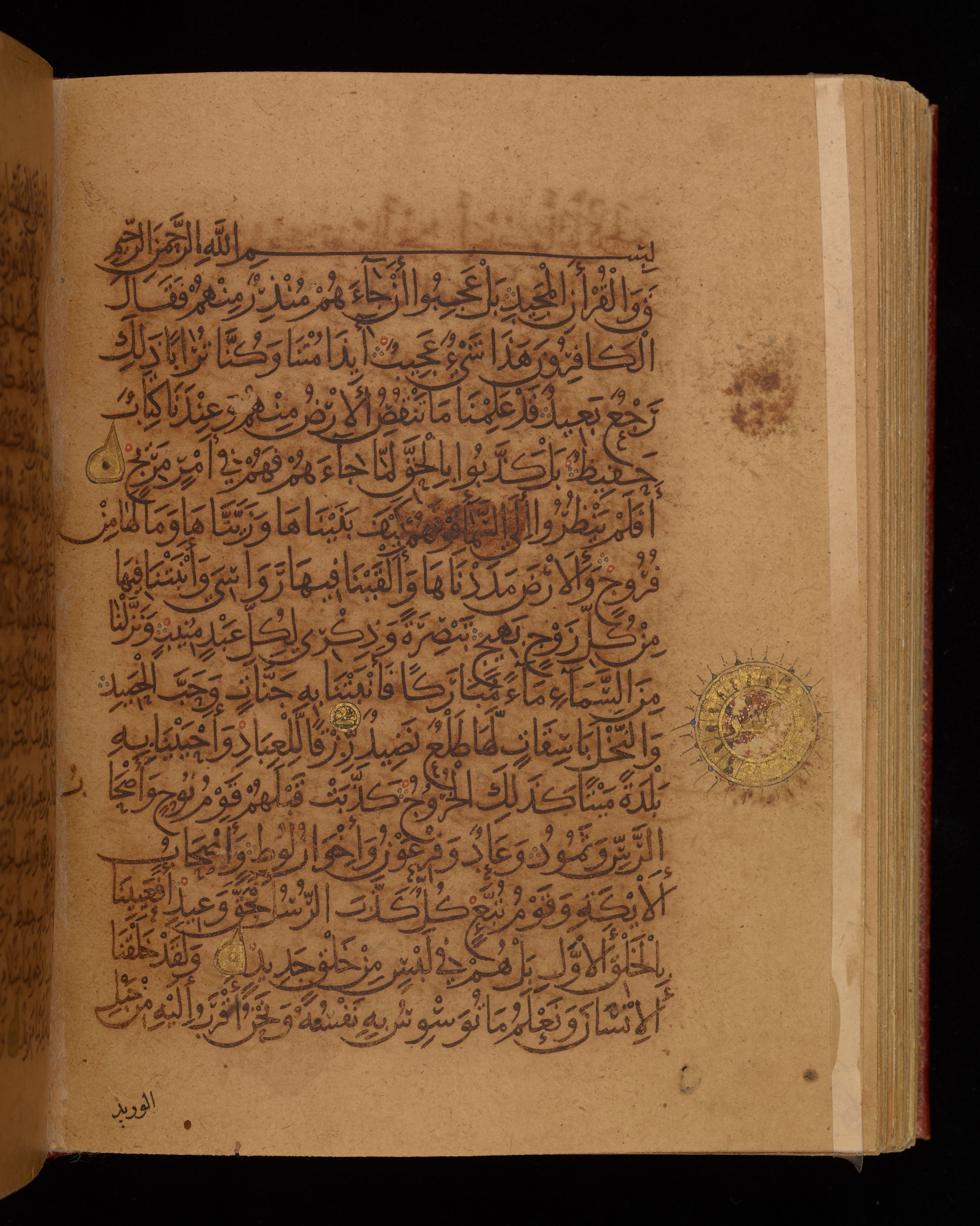 Dublin, Chester Beatty Library, Is 1431, in Nasḫī script, showing Surah 50:2 from Early 11th Century AD found in Baghdad, currently housed at Chester Beatty Library, Dublin, Ireland