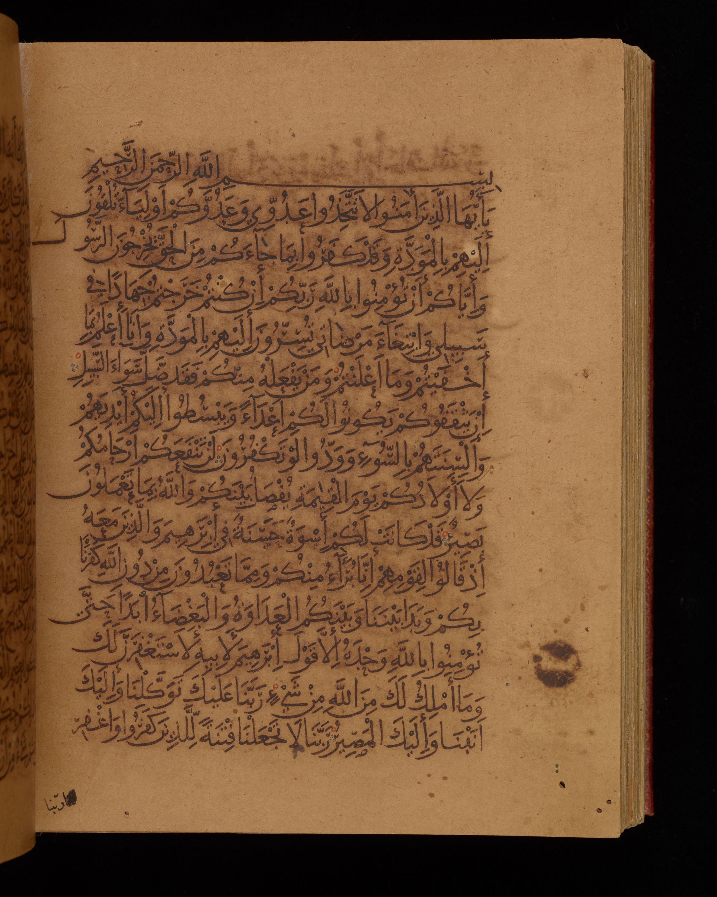 Dublin, Chester Beatty Library, Is 1431, in Nasḫī script, showing Surah 60:2 from Early 11th Century AD found in Baghdad, currently housed at Chester Beatty Library, Dublin, Ireland