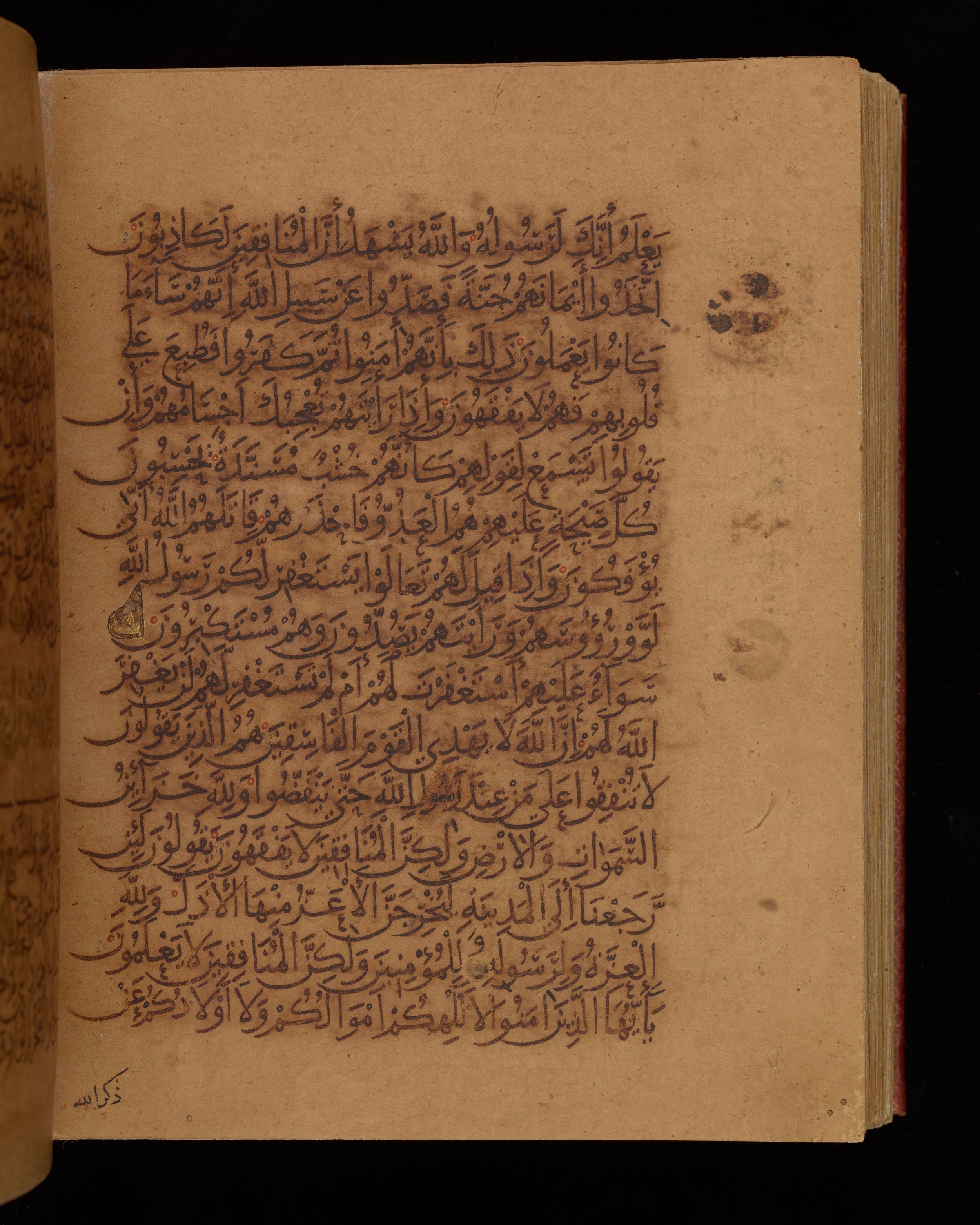 Dublin, Chester Beatty Library, Is 1431, in Nasḫī script, showing Surah 63:2 from Early 11th Century AD found in Baghdad, currently housed at Chester Beatty Library, Dublin, Ireland