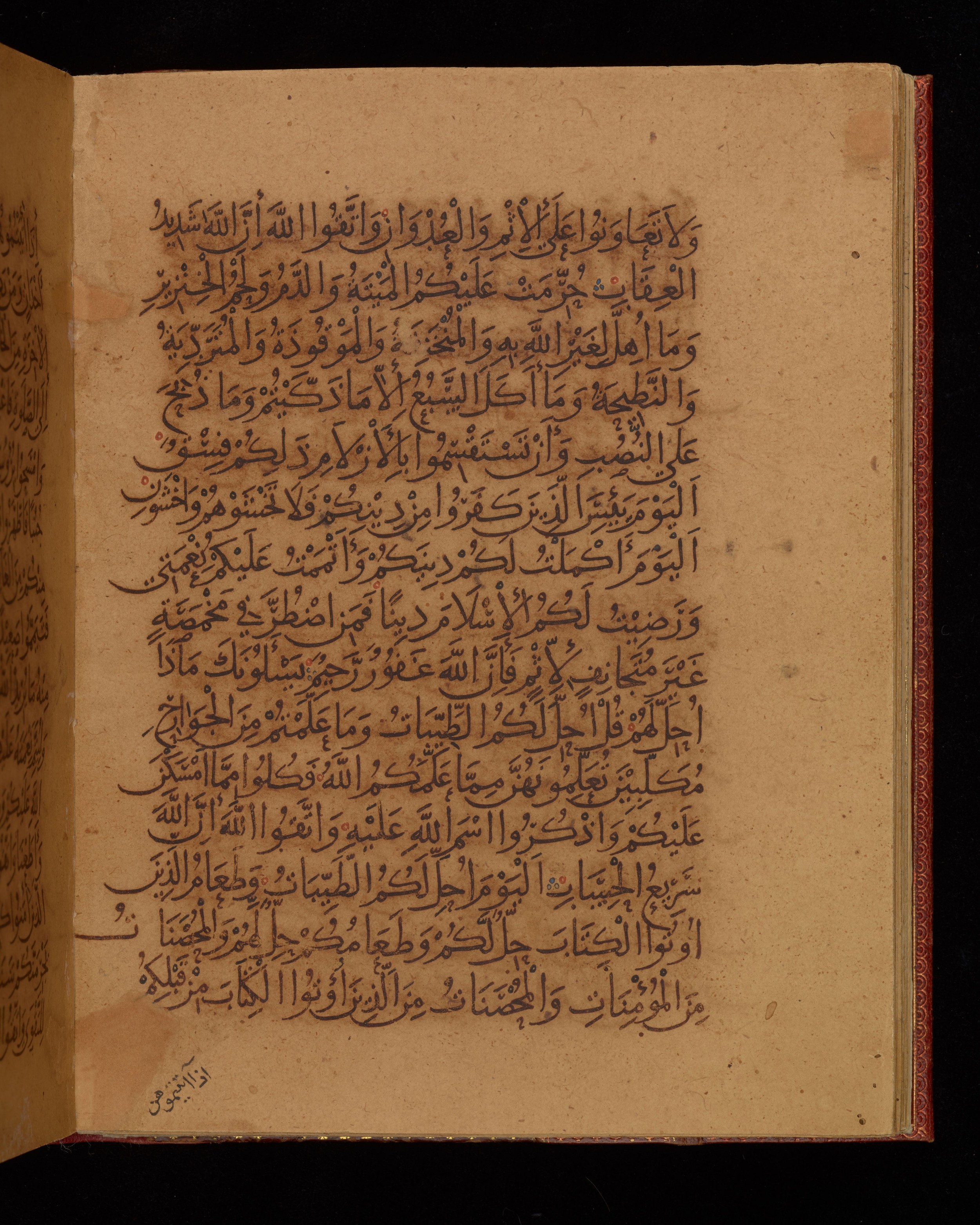 Dublin, Chester Beatty Library, Is 1431 (Scan 2), in Nasḫī script, showing Surah 5:2 from Early 11th Century AD found in Baghdad, currently housed at Chester Beatty Library, Dublin, Ireland