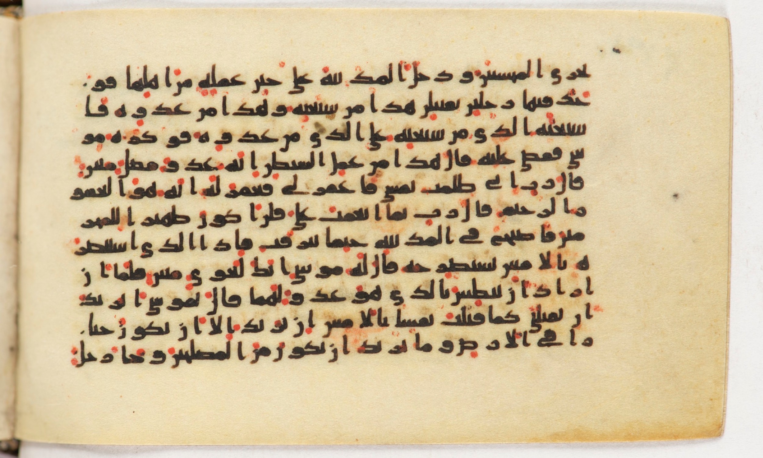 Arabe 399, in Kufic B.II script, showing Surah 28:16 from Mid-8th to Late 9th Century AD found in Unknown, currently housed at Bibliothèque nationale de France, Paris