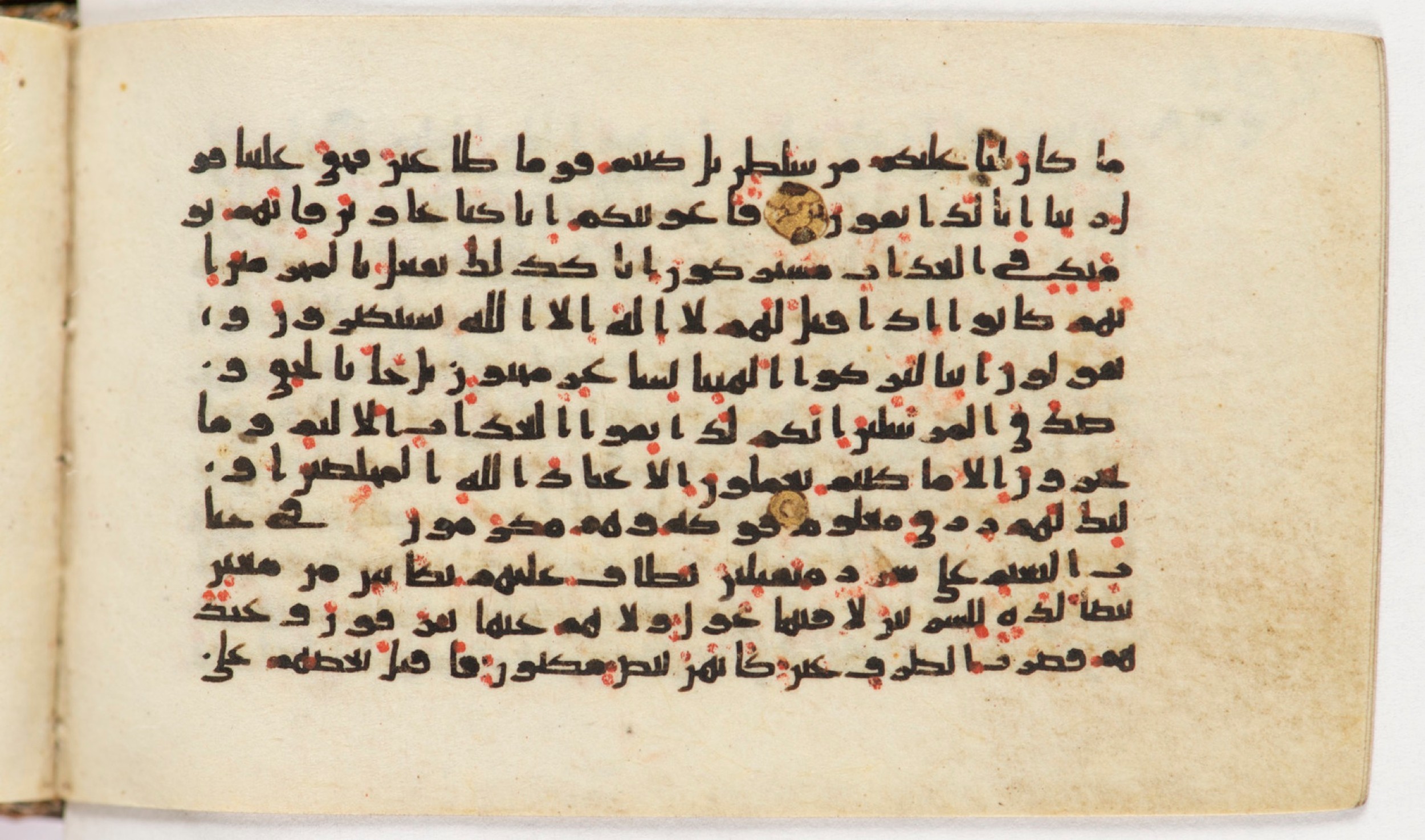 Arabe 399, in Kufic B.II script, showing Surah 37:49 from Mid-8th to Late 9th Century AD found in Unknown, currently housed at Bibliothèque nationale de France, Paris