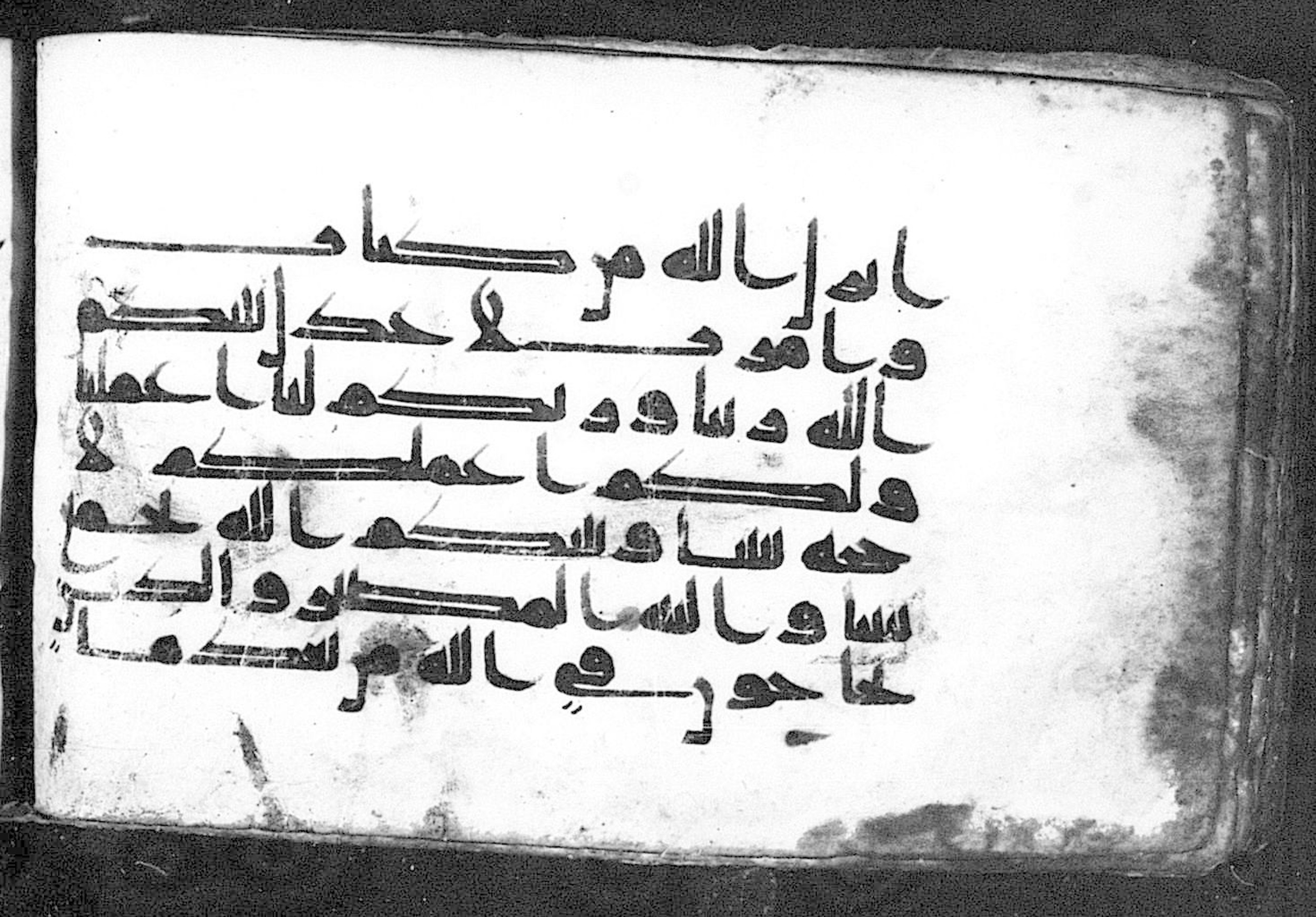 Cairo, Khedivial Library, Moritz 1905, table 31-36 (Scan 1), in Kūfī script, showing Surah 42:16 from 8th to 9th Century AD found in Unknown, currently housed at Unknown (formerly Khedivial Library, Cairo)