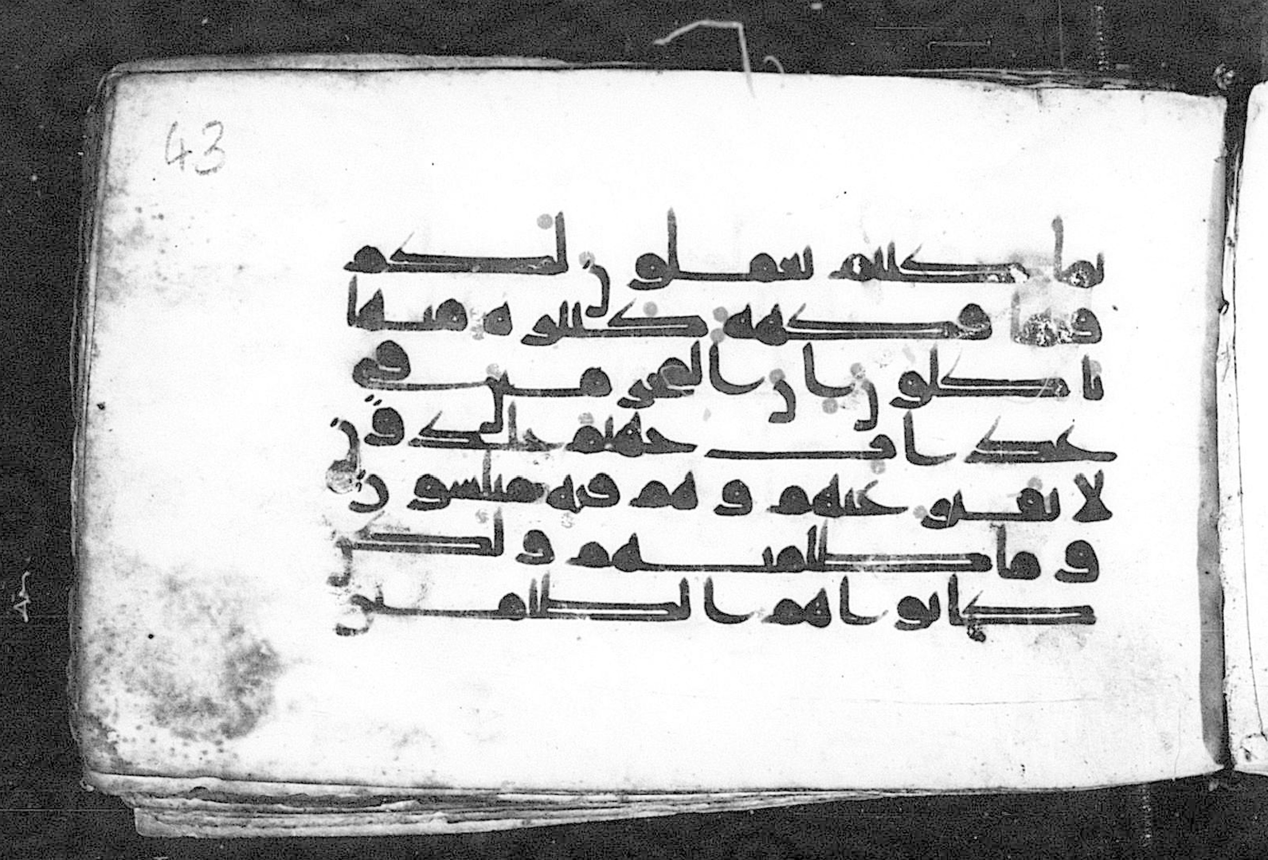 Cairo, Khedivial Library, Moritz 1905, table 31-36 (Scan 2), in Kūfī script, showing Surah 43:76 from 8th to 9th Century AD found in Unknown, currently housed at Unknown (formerly Khedivial Library, Cairo)