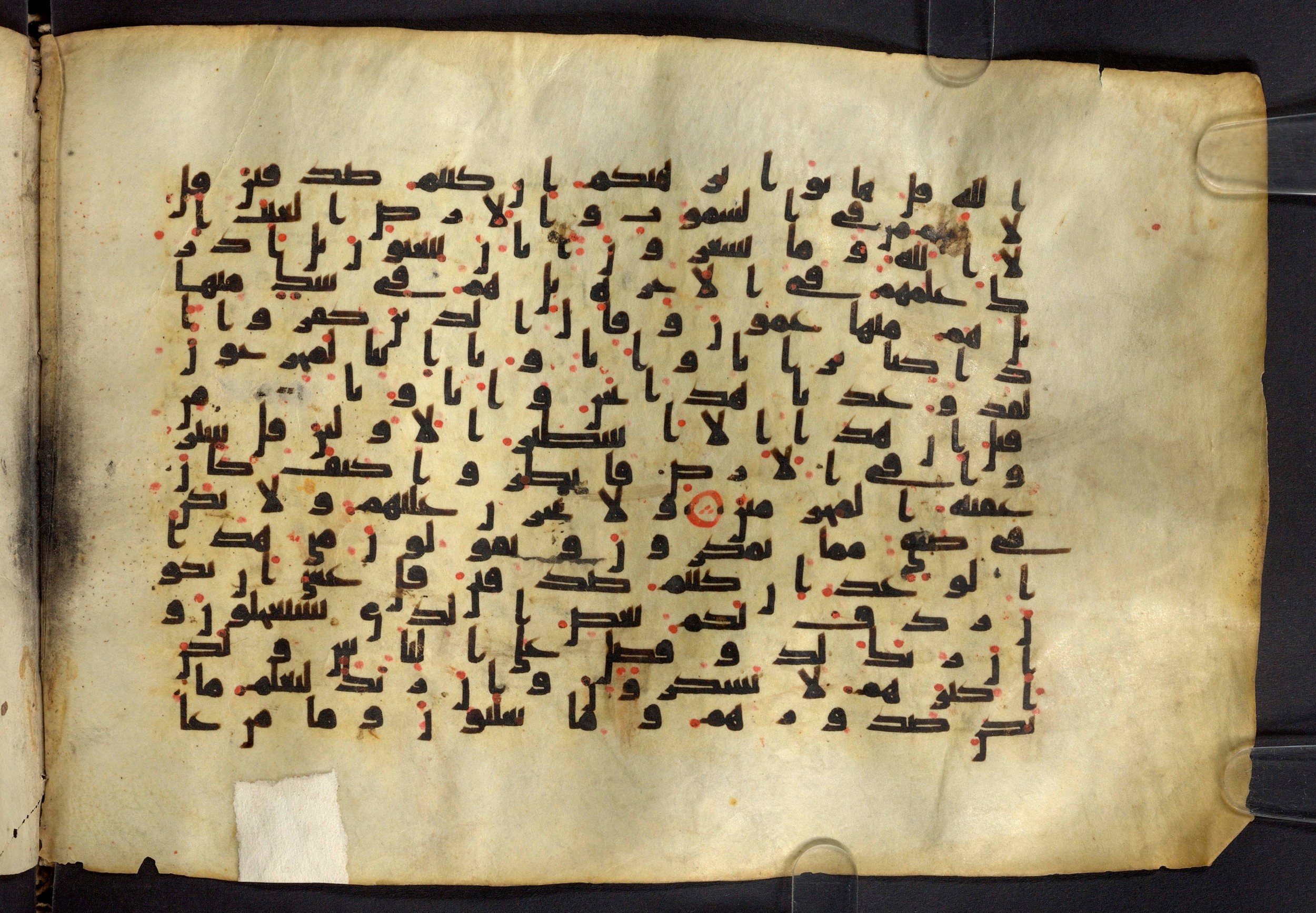 Moritz 1905, Tables 39-40 (Scan 1), in Kūfī A.I script, showing Surah 27:71 from 8th Century AD found in Bahnasa (Oxyrynchos), Egypt, currently housed at Egyptian National Library and Archives, Cairo