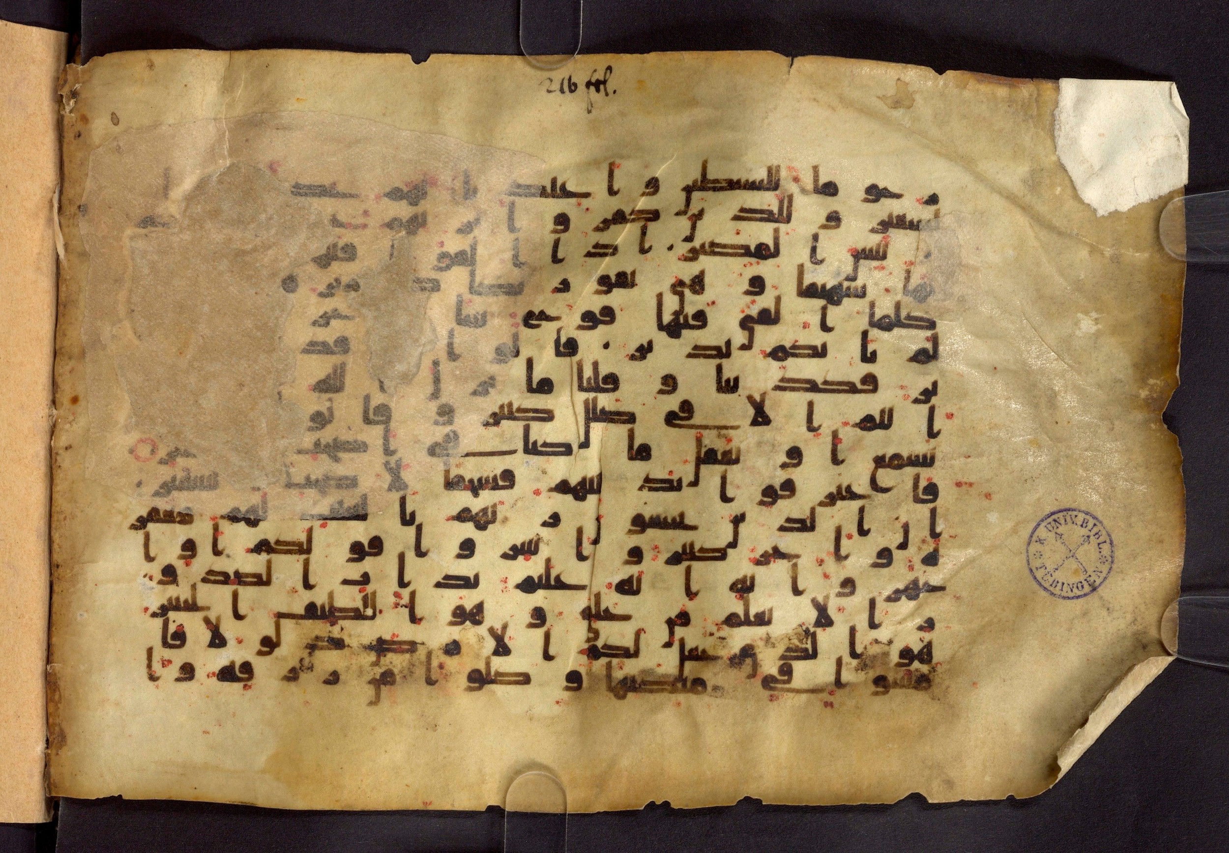 Moritz 1905, Tables 39-40, in Kūfī A.I script, showing Surah 67:7 from 8th Century AD found in Bahnasa (Oxyrynchos), Egypt, currently housed at Egyptian National Library and Archives, Cairo