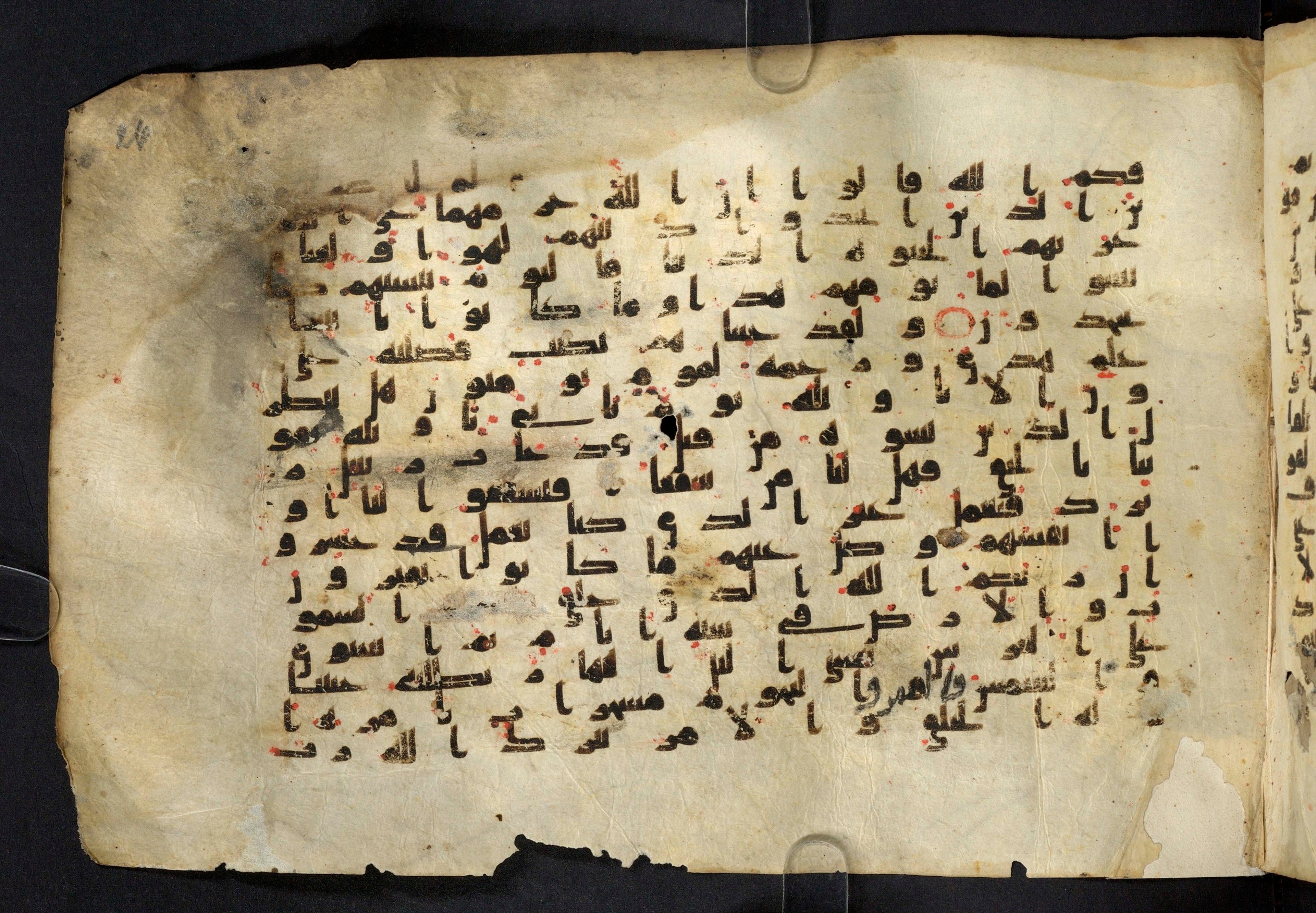 Moritz 1905, Tables 39-40, in Kūfī A.I script, showing Surah 7:53 from 8th Century AD found in Bahnasa (Oxyrynchos), Egypt, currently housed at Egyptian National Library and Archives, Cairo