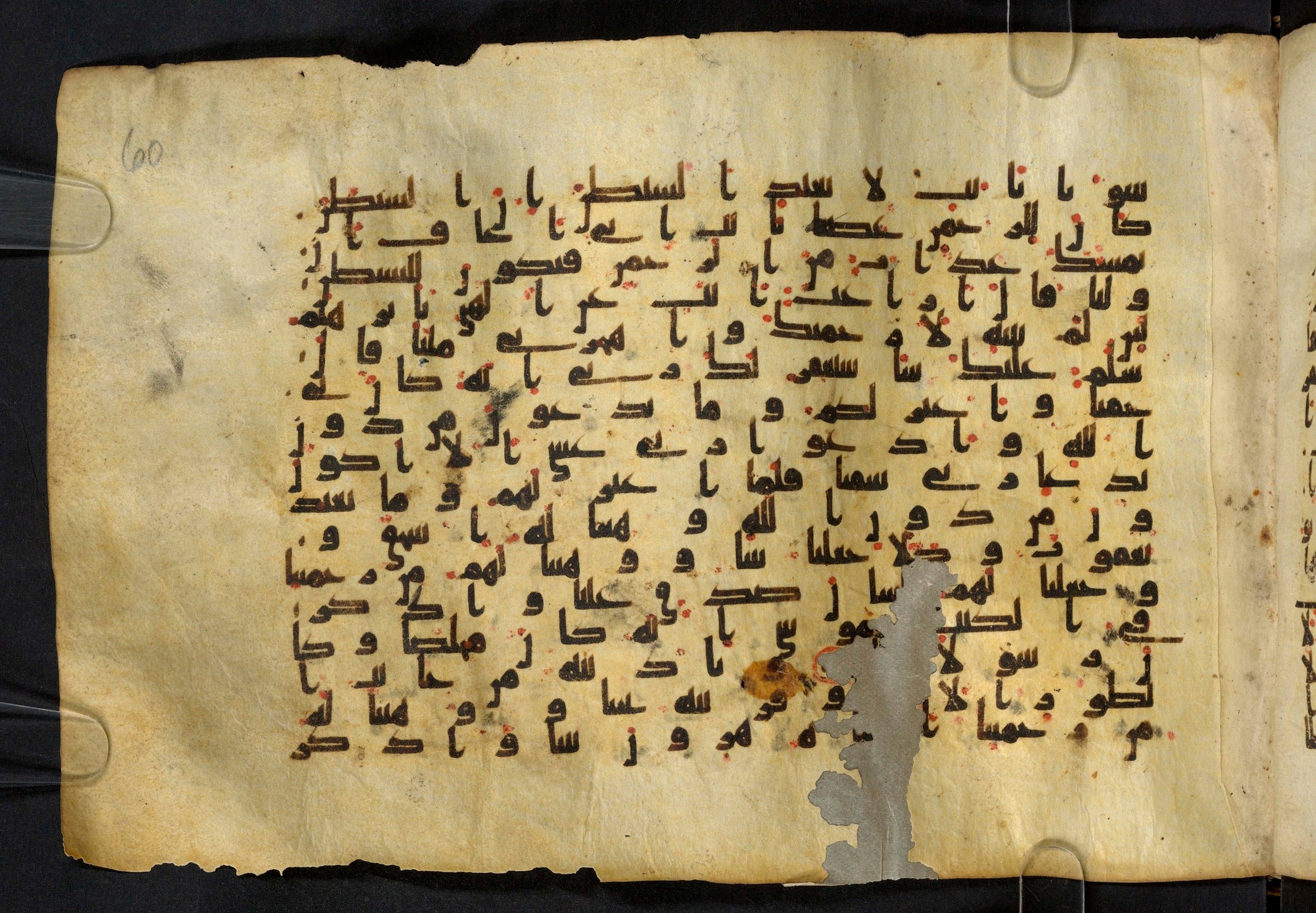 Moritz 1905, Tables 39-40, in Kūfī A.I script, showing Surah 19:49 from 8th Century AD found in Bahnasa (Oxyrynchos), Egypt, currently housed at Egyptian National Library and Archives, Cairo