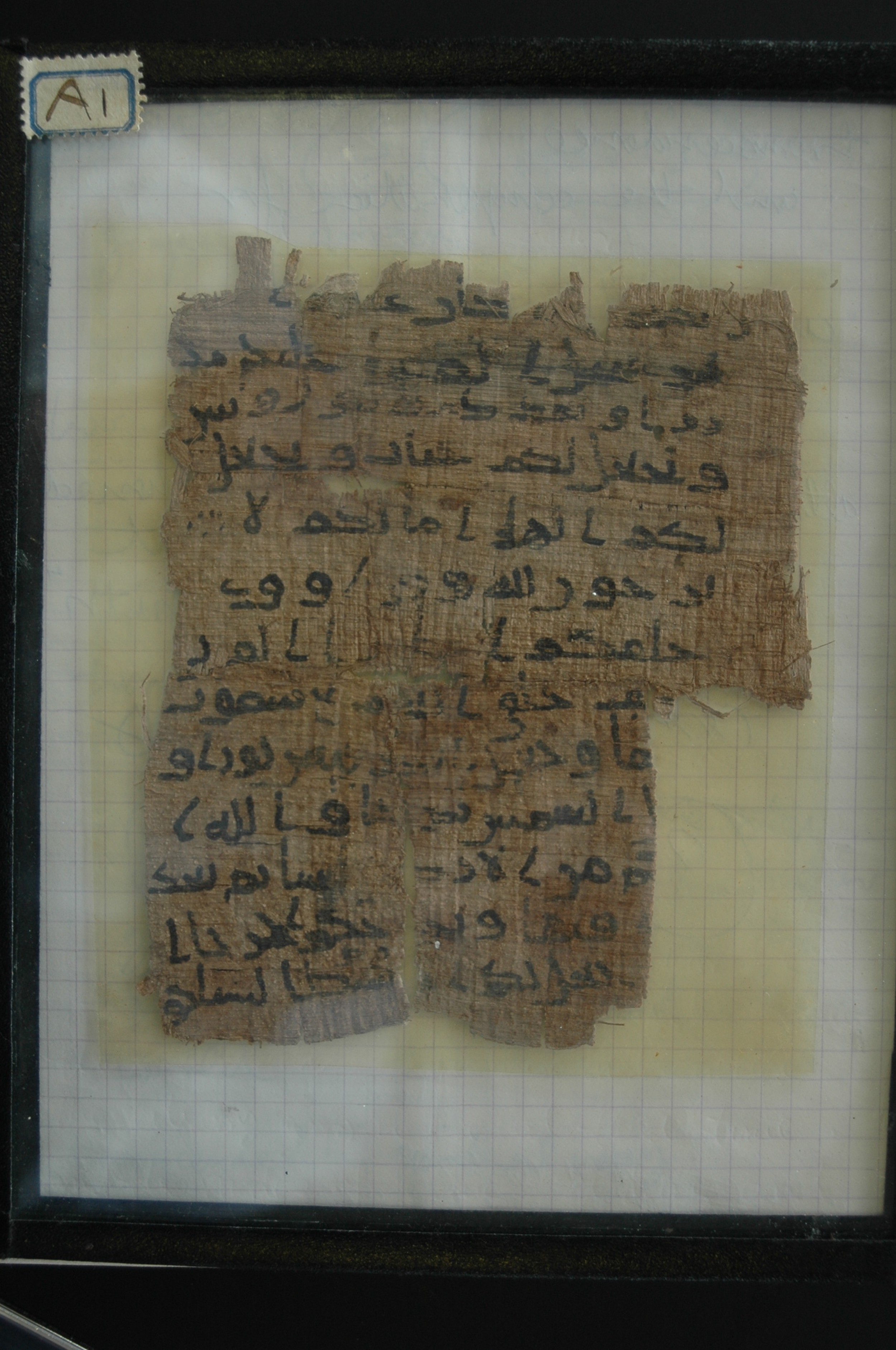 Universiteitsbibliotheek Leiden, Or. 8264 (Scan 1), in kūfī B.II script, showing Surah 71:13 from Late 7th to 8th Century AD found in Egypt, currently housed at Universiteitsbibliotheek Leiden, Leiden