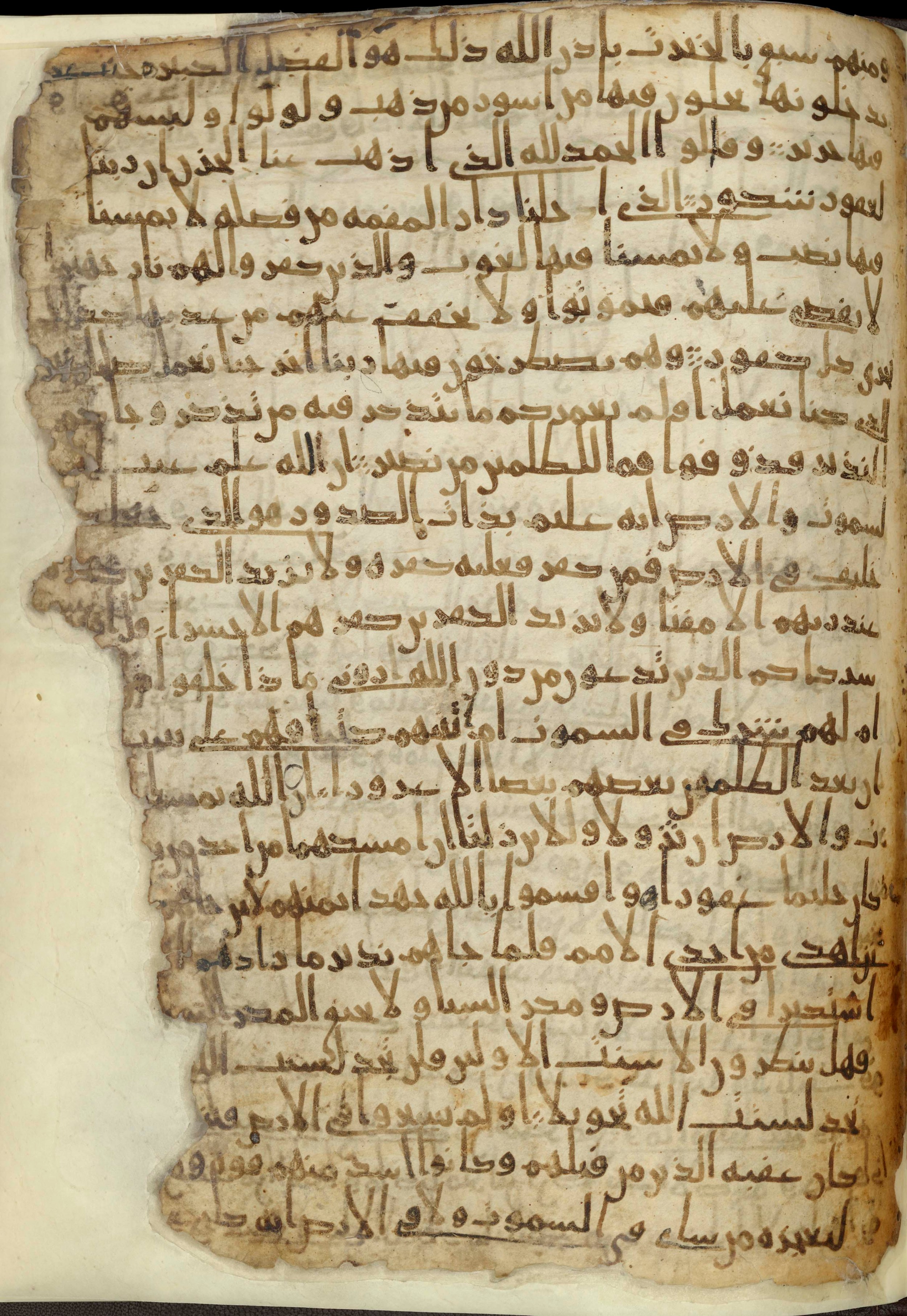 Chester Beatty Library Is 1615I, in Ḥiǧāzī script, showing Surah 35:39 from Late 7th to Early 8th Century AD found in Egypt, currently housed at Chester Beatty Library (Leabharlann Chester Beatty), Dublin