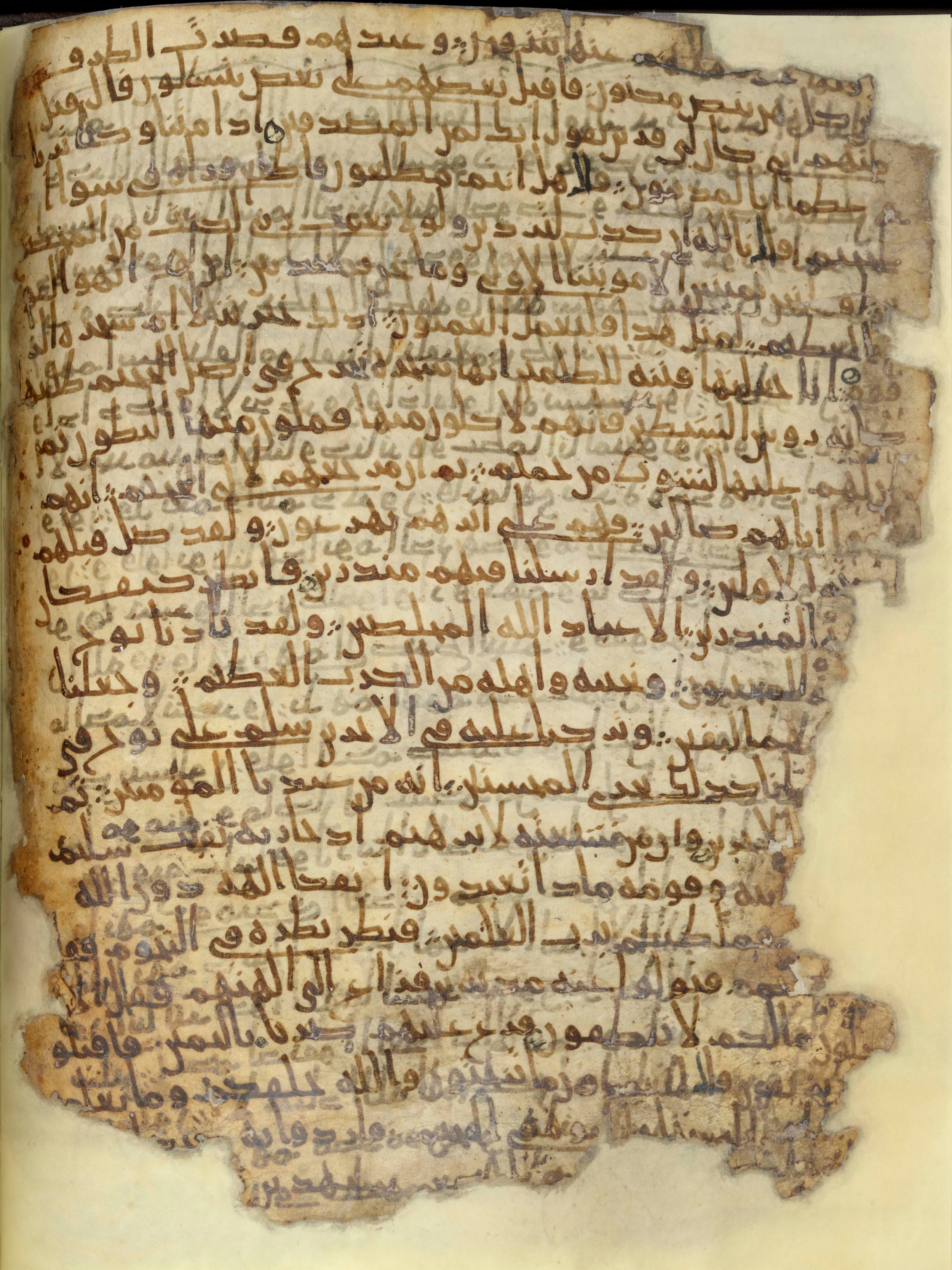 Chester Beatty Library Is 1615I, in Ḥiǧāzī script, showing Surah 37:49 from Late 7th to Early 8th Century AD found in Egypt, currently housed at Chester Beatty Library (Leabharlann Chester Beatty), Dublin