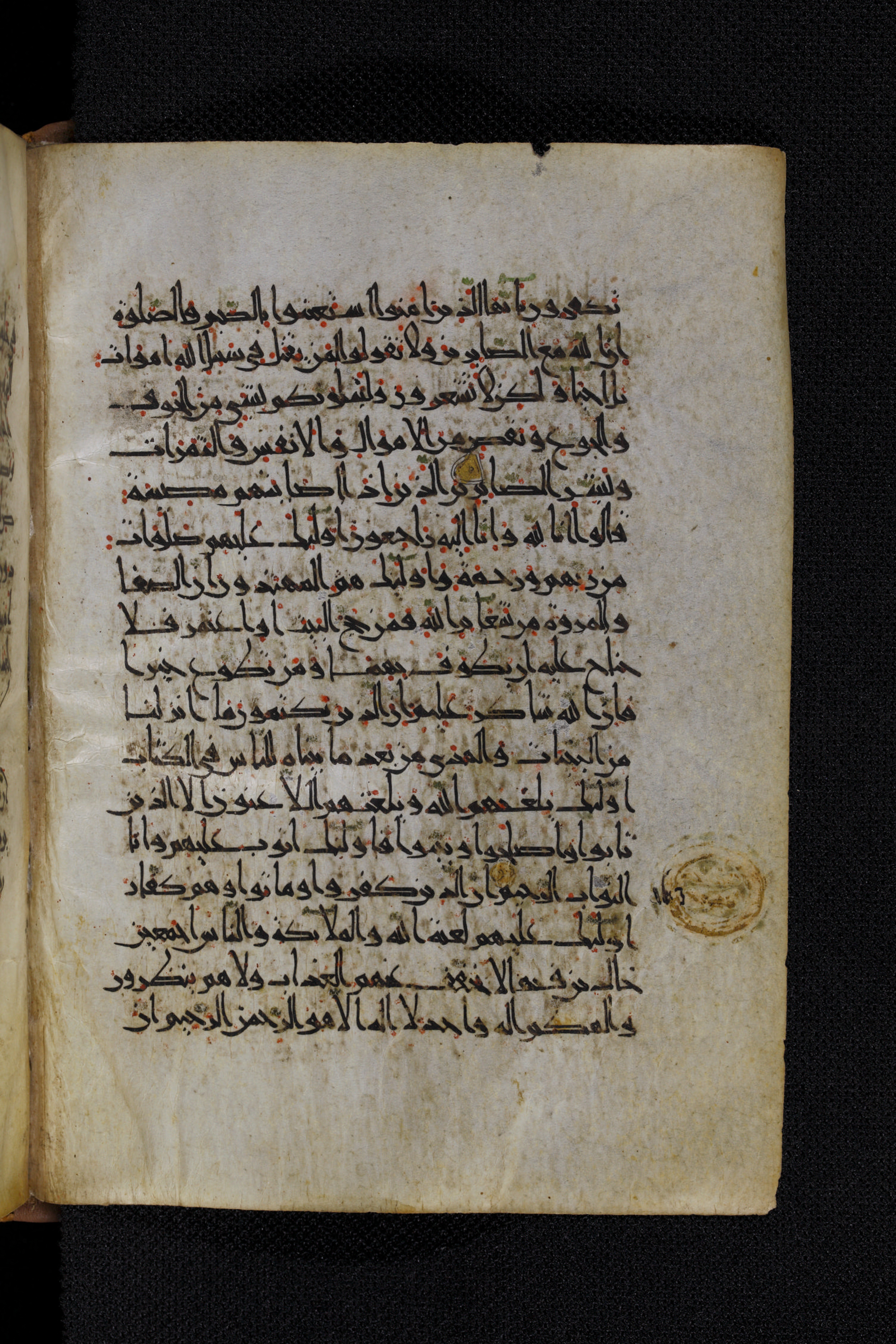 Diez A oct 172, in Transitional Maghrebi script, showing Surah 2:162 from Late 9th to Mid 11th Century AD found in Unknown, currently housed at Staatsbibliothek zu Berlin, Berlin, Germany