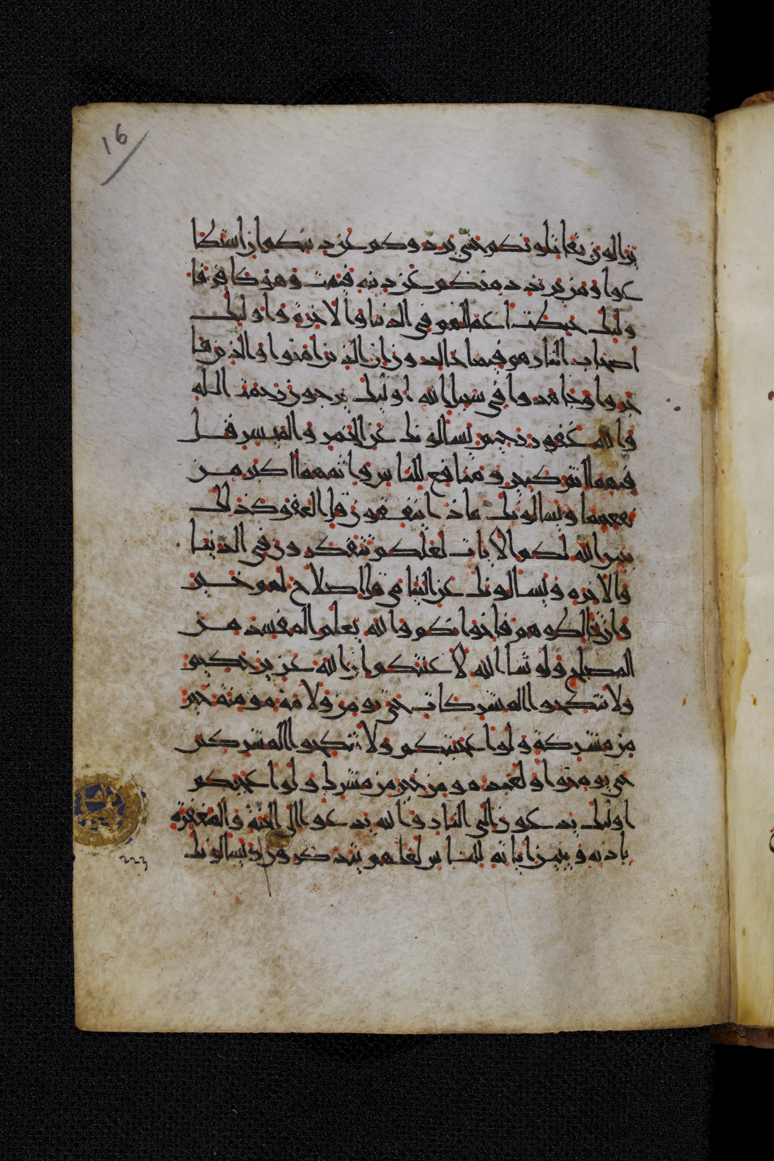 Diez A oct 172 (Scan 2), in Transitional Maghrebi script, showing Surah 2:217 from Late 9th to Mid 11th Century AD found in Unknown, currently housed at Staatsbibliothek zu Berlin, Berlin, Germany