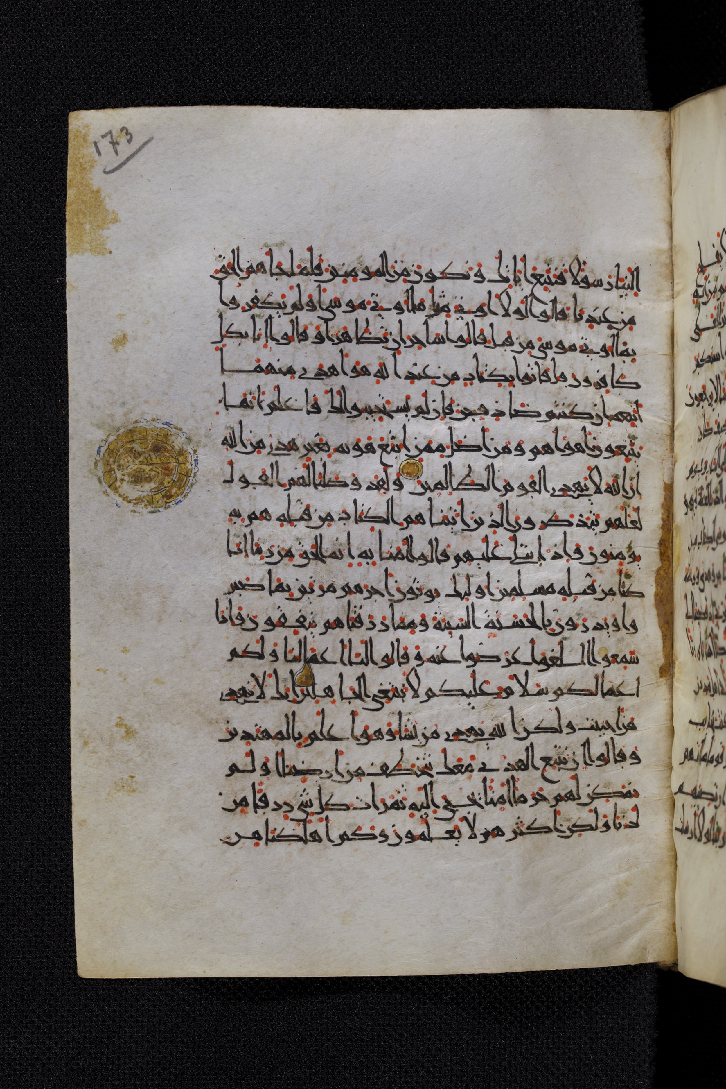 Diez A oct 172, in Transitional Maghrebi script, showing Surah 28:49 from Late 9th to Mid 11th Century AD found in Unknown, currently housed at Staatsbibliothek zu Berlin, Berlin, Germany