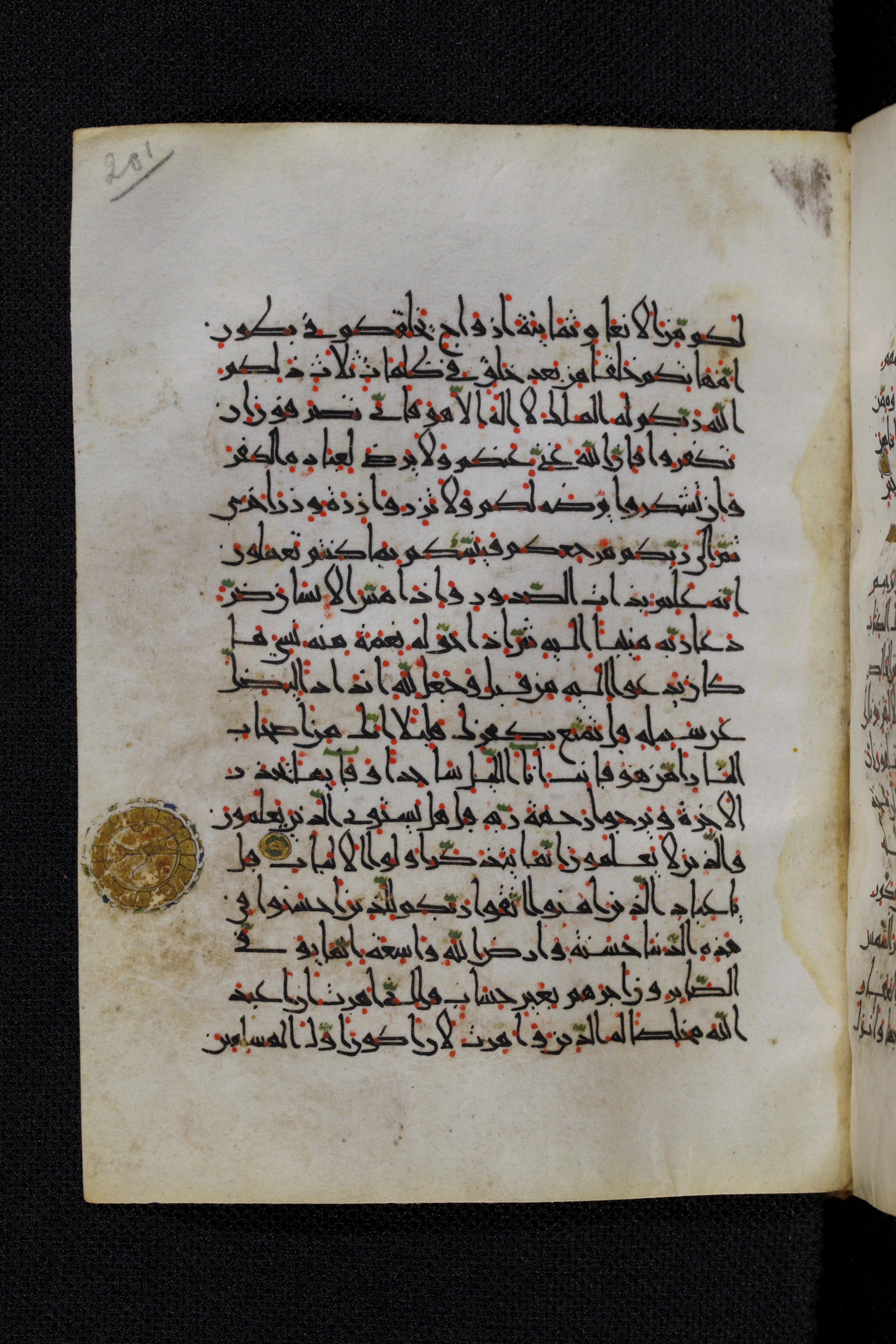 Diez A oct 172, in Transitional Maghrebi script, showing Surah 39:7 from Late 9th to Mid 11th Century AD found in Unknown, currently housed at Staatsbibliothek zu Berlin, Berlin, Germany