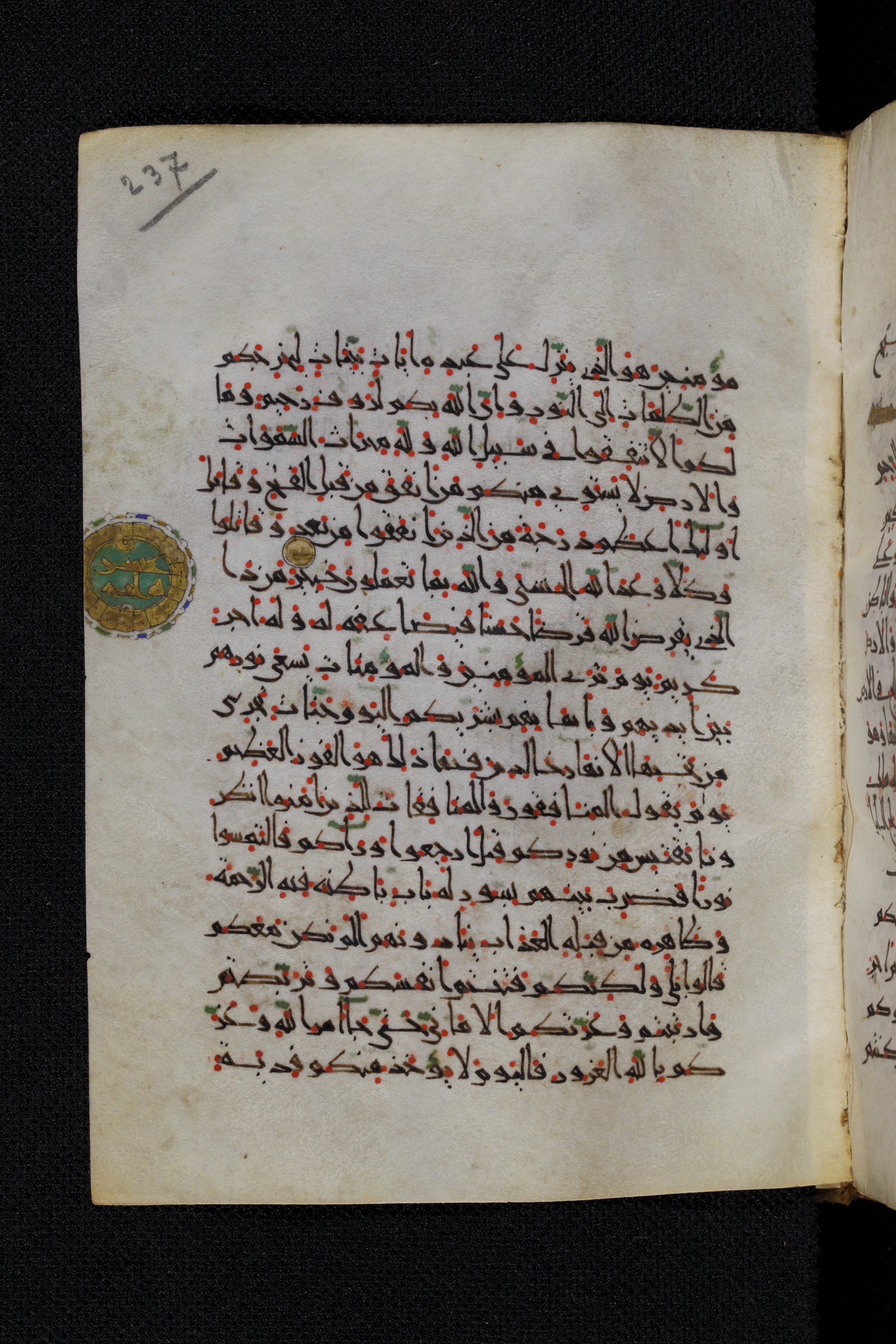Diez A oct 172, in Transitional Maghrebi script, showing Surah 57:13 from Late 9th to Mid 11th Century AD found in Unknown, currently housed at Staatsbibliothek zu Berlin, Berlin, Germany