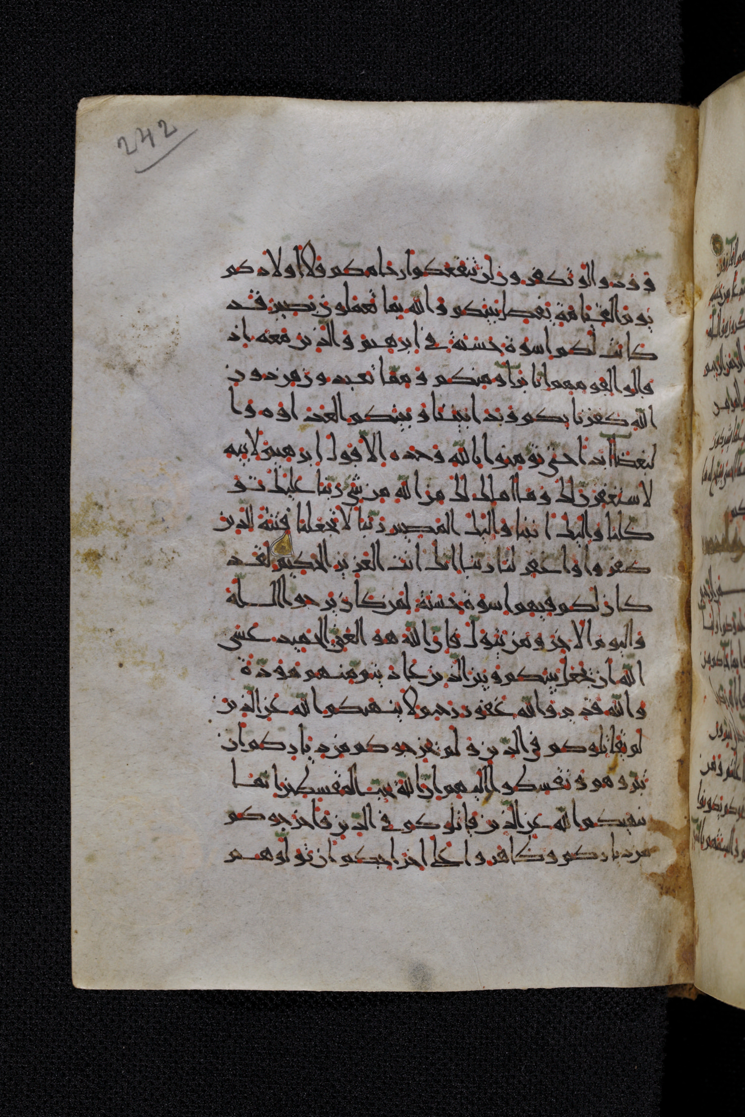 Diez A oct 172 (Scan 2), in Transitional Maghrebi script, showing Surah 60:2 from Late 9th to Mid 11th Century AD found in Unknown, currently housed at Staatsbibliothek zu Berlin, Berlin, Germany