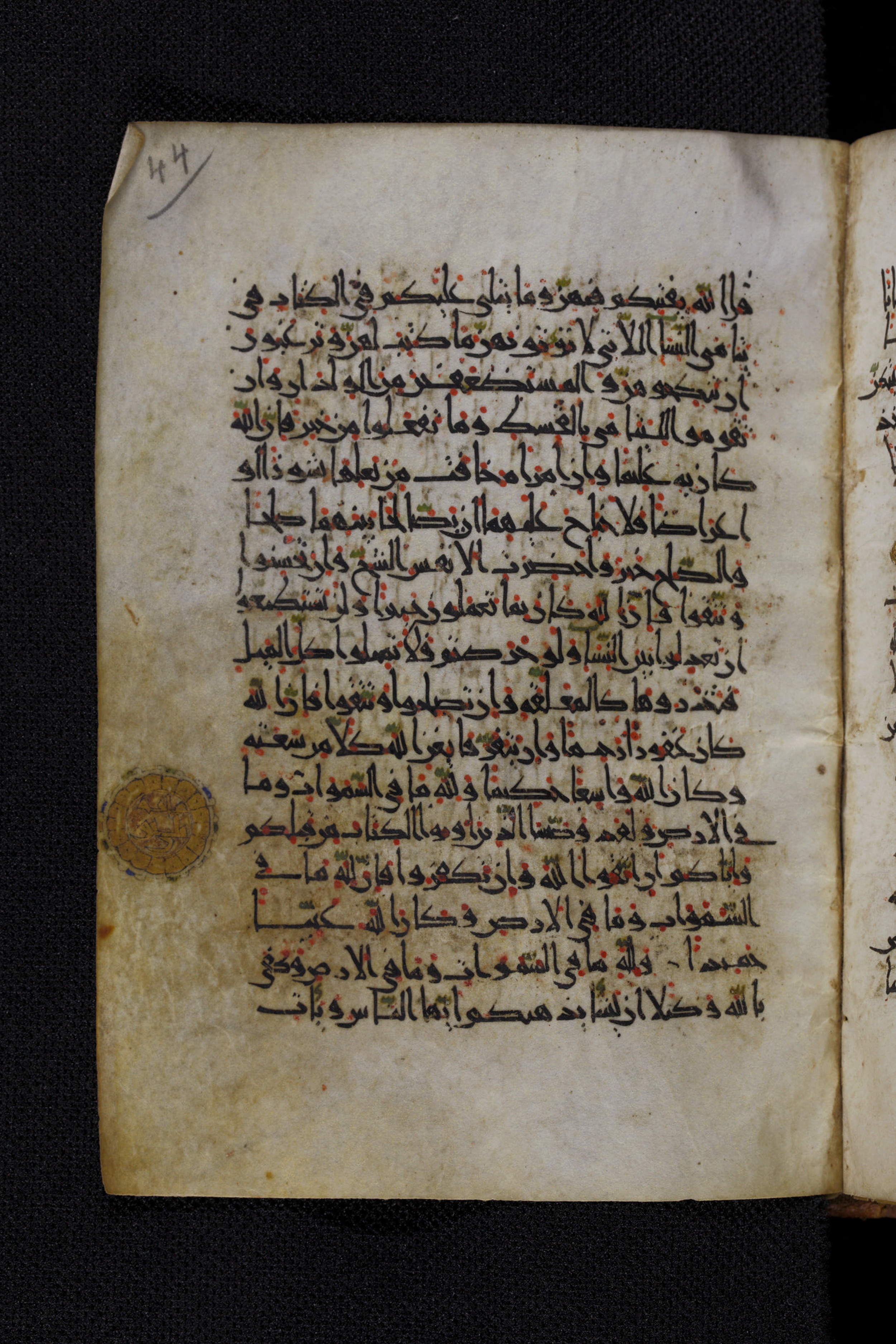 Diez A oct 172, in Transitional Maghrebi script, showing Surah 4:129 from Late 9th to Mid 11th Century AD found in Unknown, currently housed at Staatsbibliothek zu Berlin, Berlin, Germany