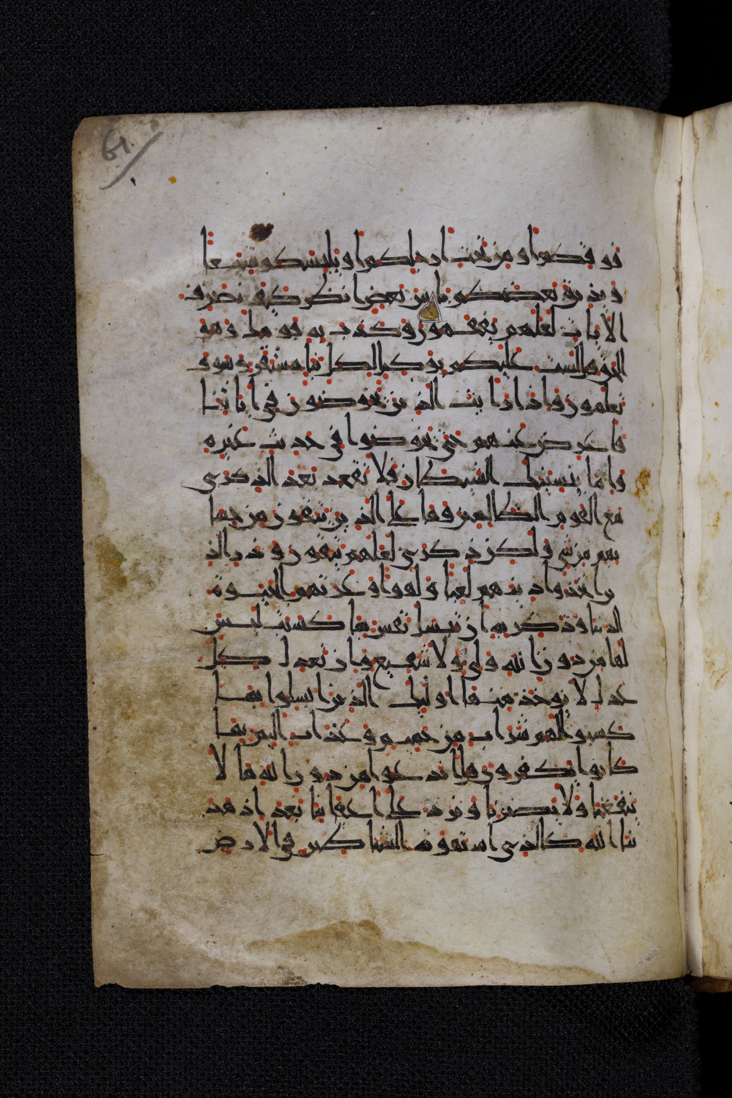 Diez A oct 172 (Scan 1), in Transitional Maghrebi script, showing Surah 6:71 from Late 9th to Mid 11th Century AD found in Unknown, currently housed at Staatsbibliothek zu Berlin, Berlin, Germany
