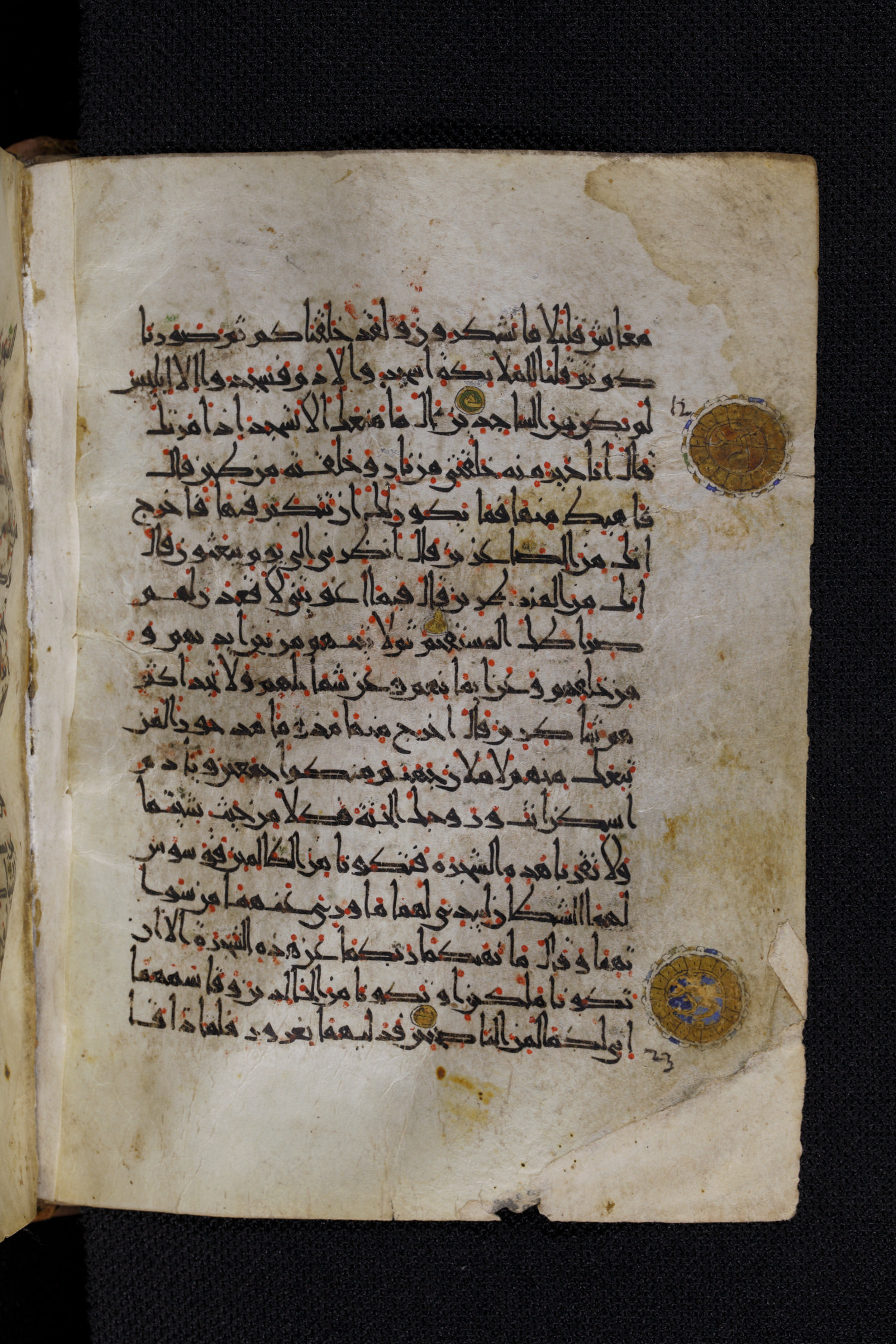 Diez A oct 172 (Scan 1), in Transitional Maghrebi script, showing Surah 7:22 from Late 9th to Mid 11th Century AD found in Unknown, currently housed at Staatsbibliothek zu Berlin, Berlin, Germany