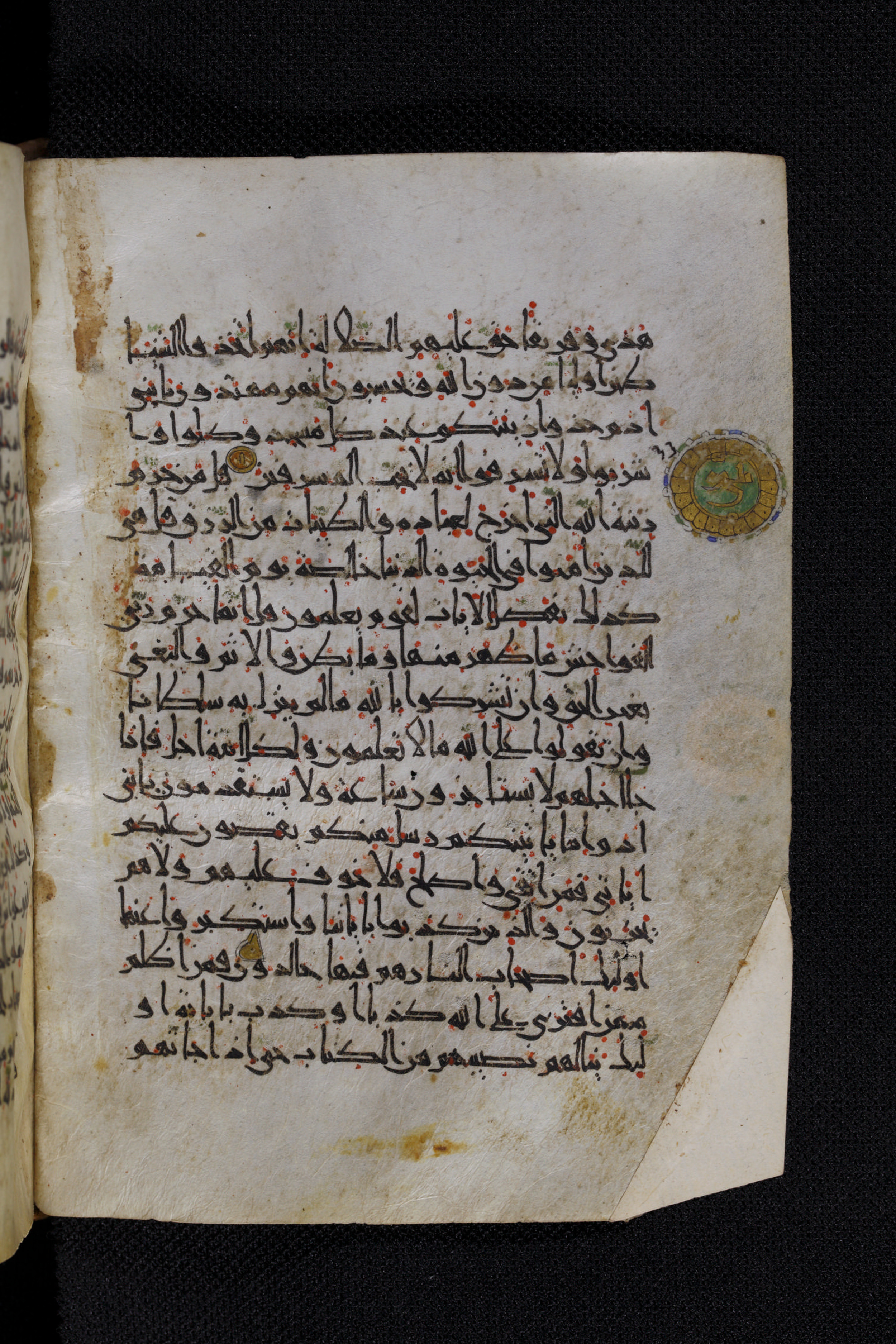 Diez A oct 172, in Transitional Maghrebi script, showing Surah 7:32 from Late 9th to Mid 11th Century AD found in Unknown, currently housed at Staatsbibliothek zu Berlin, Berlin, Germany